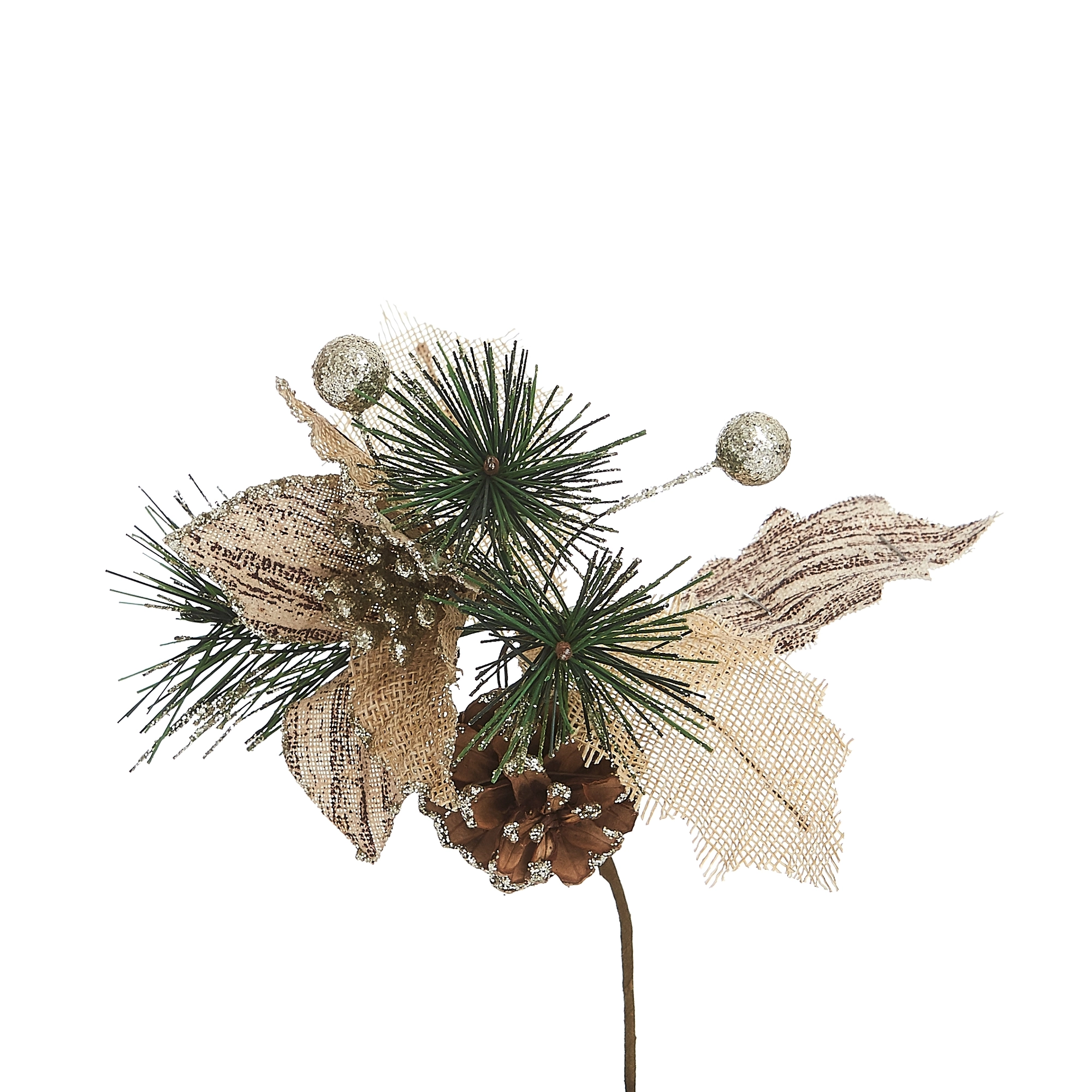 Pick Pinha Flor Champanhe 16cm Bf8586ch Bela Flor