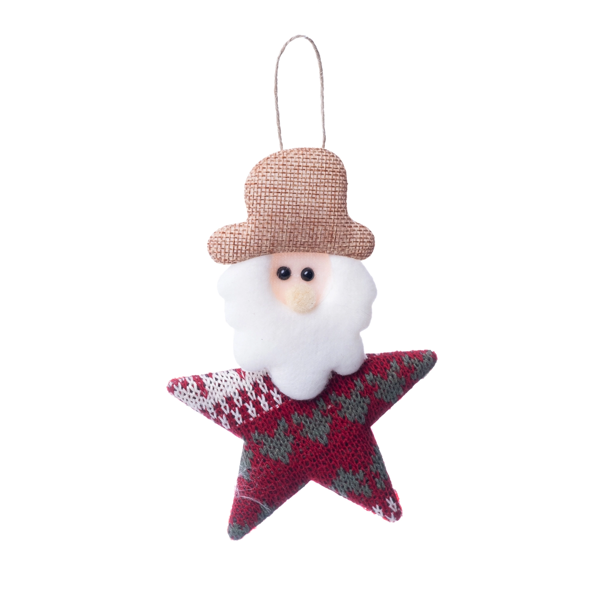 Enfeite Natal Pendurar Estrela Papai Noel Vermelho 14cm 16213 Bela Fl