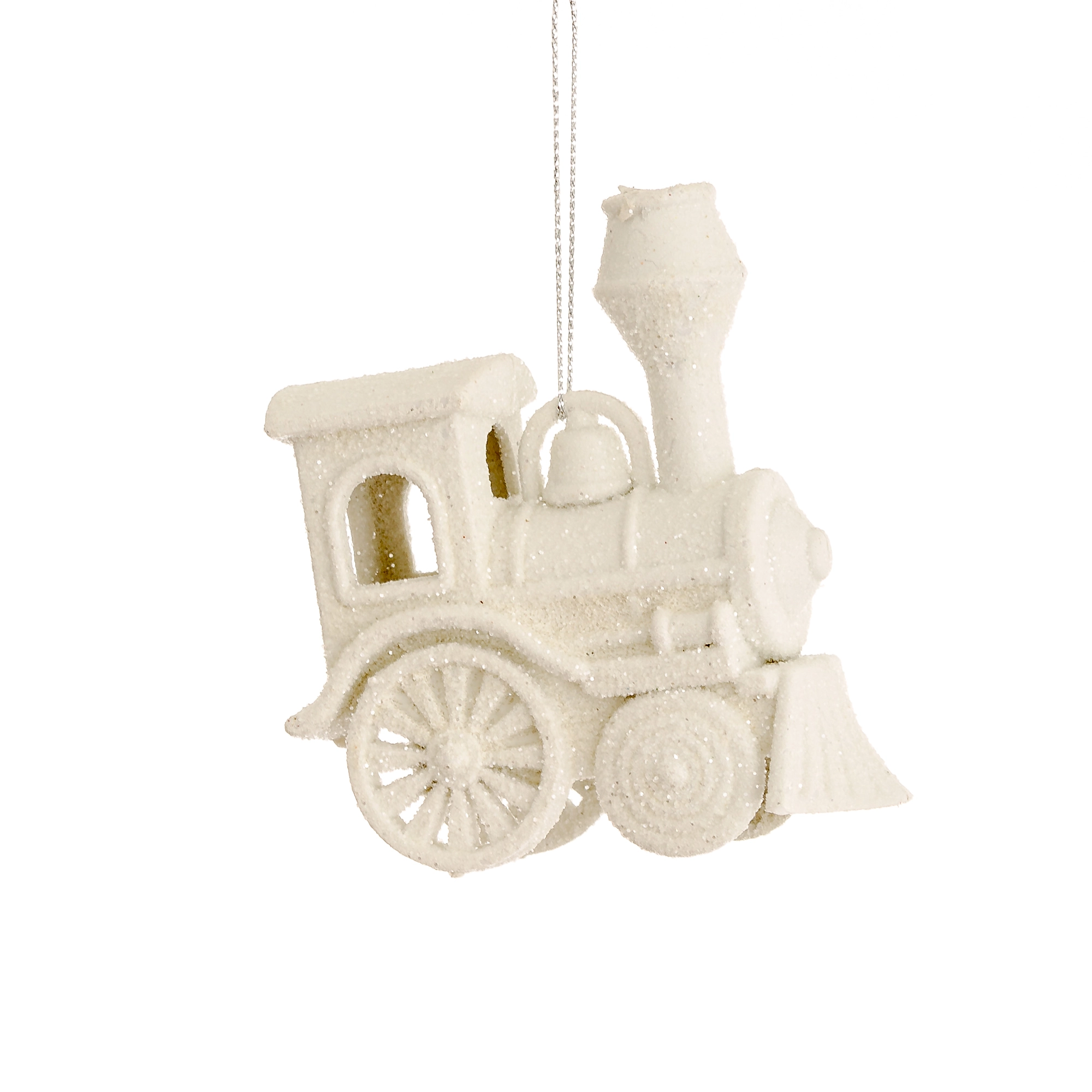 Enfeite Penduricalho Trem Branco Glitter 8x9cm 60663 Bela Flor