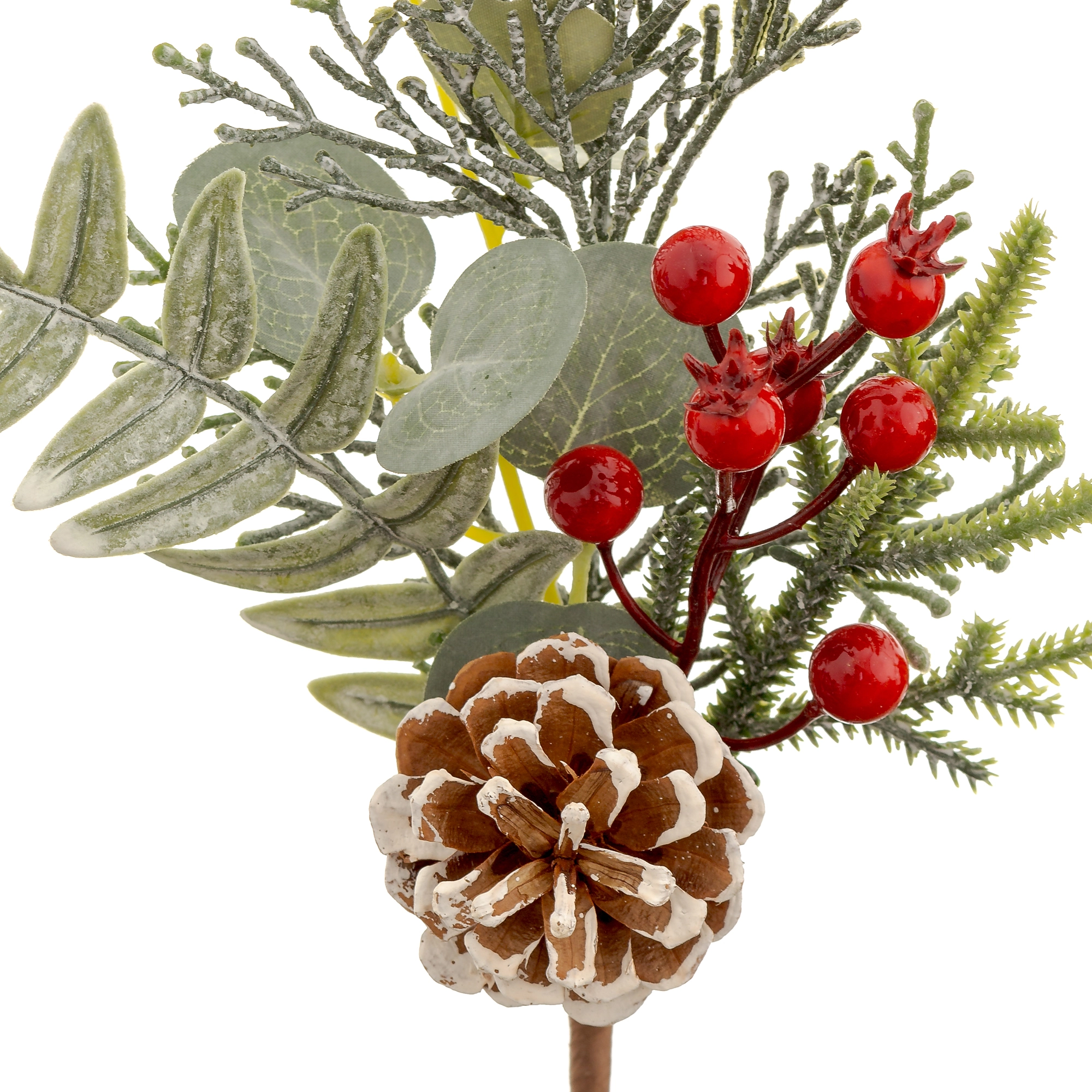 Pick Folhagem Berry Pinha Nevado 28cm 90089 Bela Flor