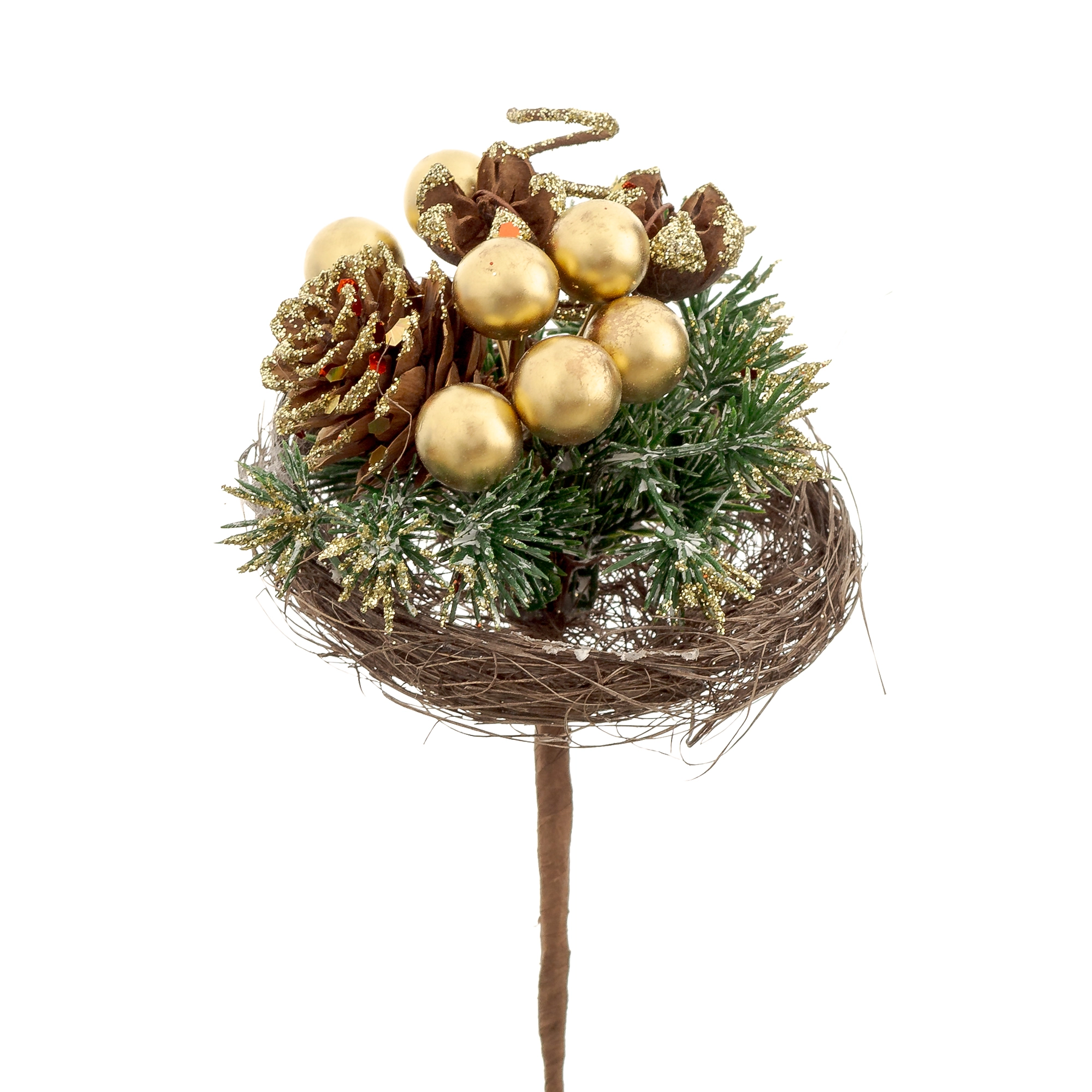 Pick Ninho Berry Pinha Dourado 15cm 90213 Bela Flor