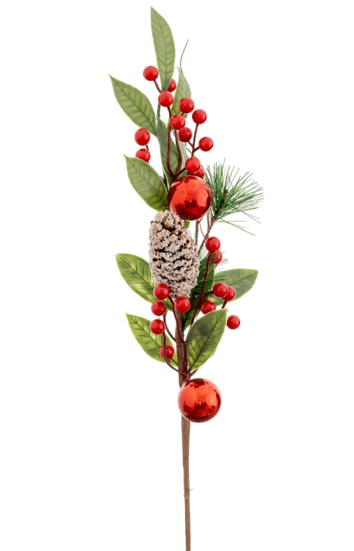 Haste Folhagem Bolas Azevinho 60cm 90229 Bela Flor