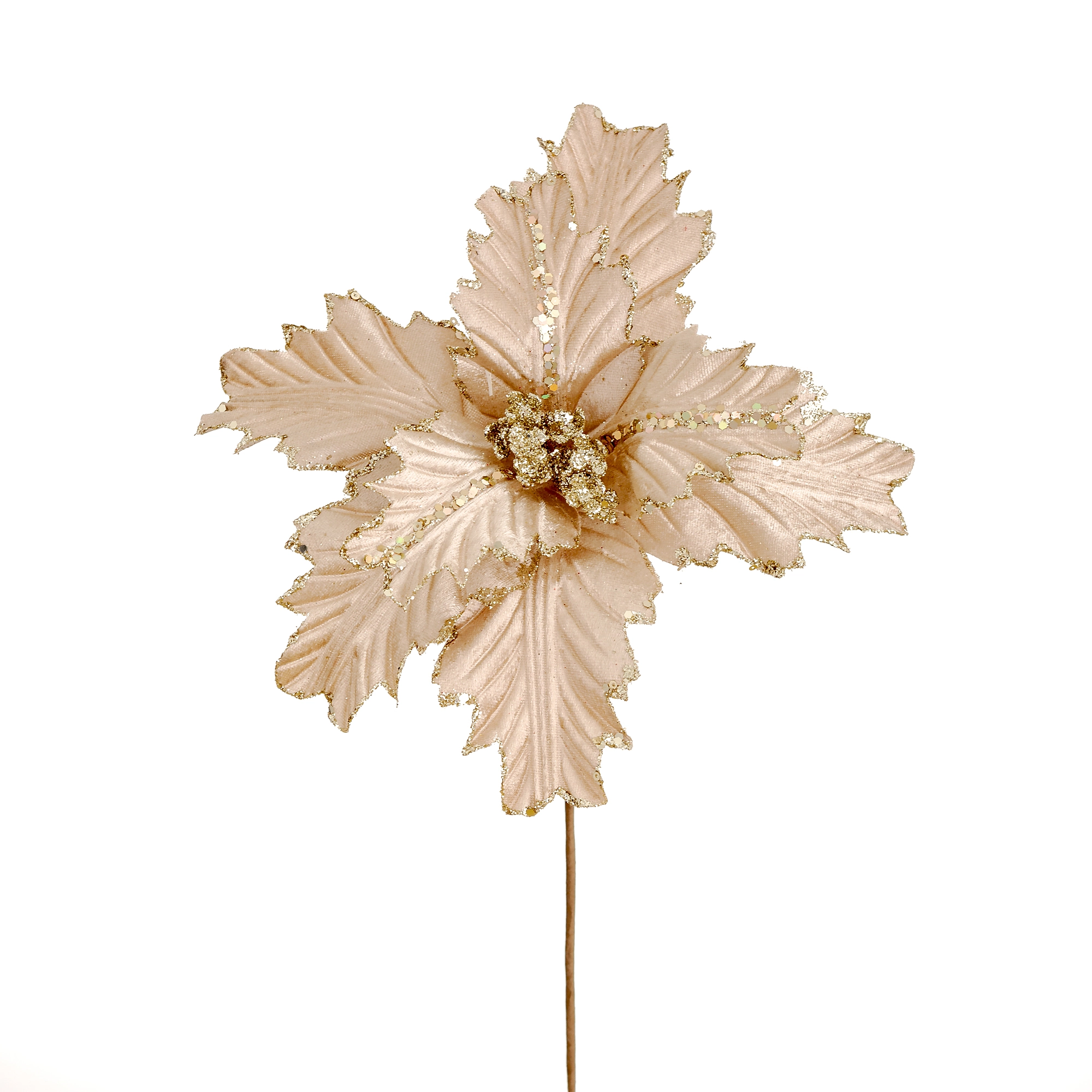 Flor Natal Pontas Brilhante Champagner 40cm 90272wch Bela Flor