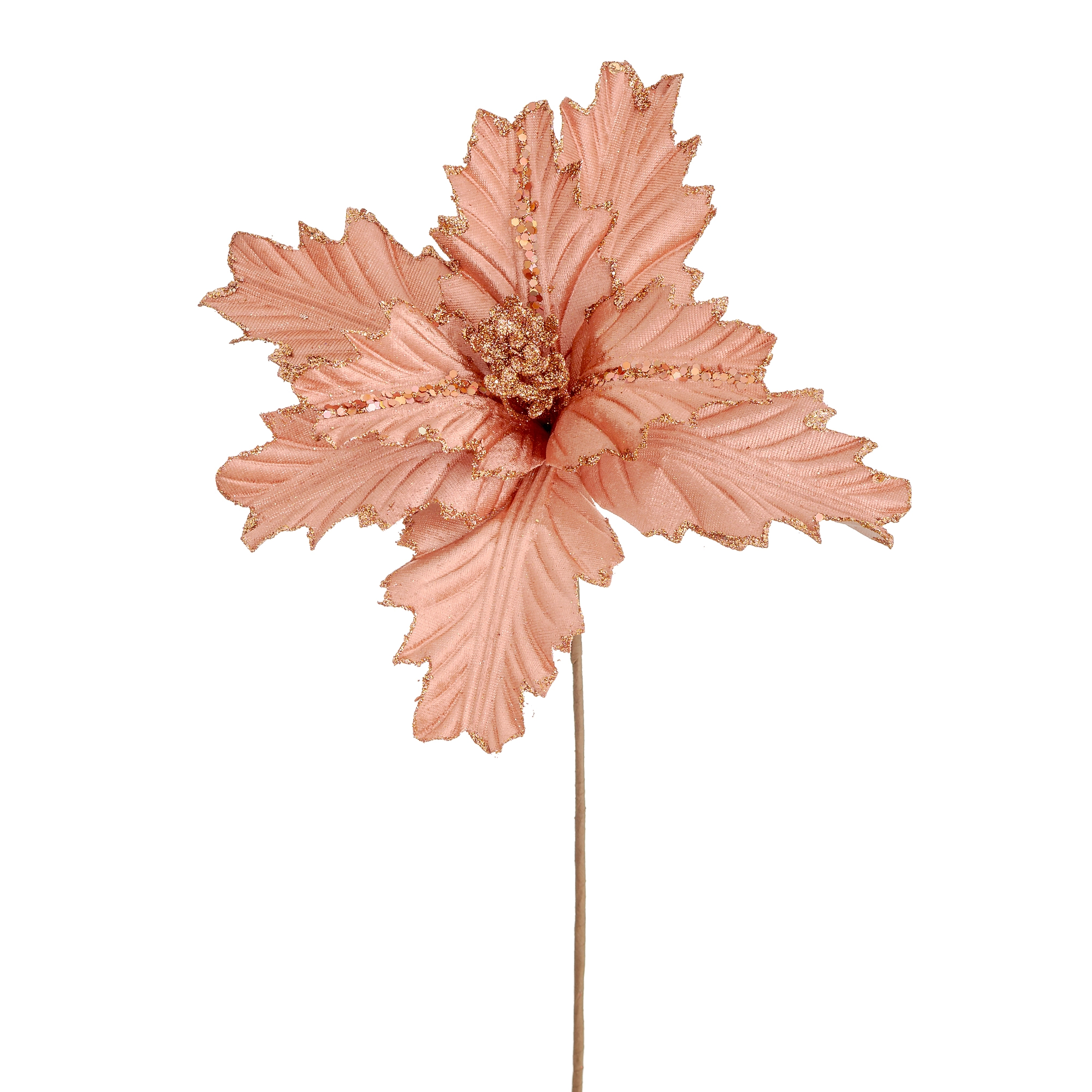 Flor Natal Pontas Brilhante Rose Gold 40cm 90272wrg Bela Flor