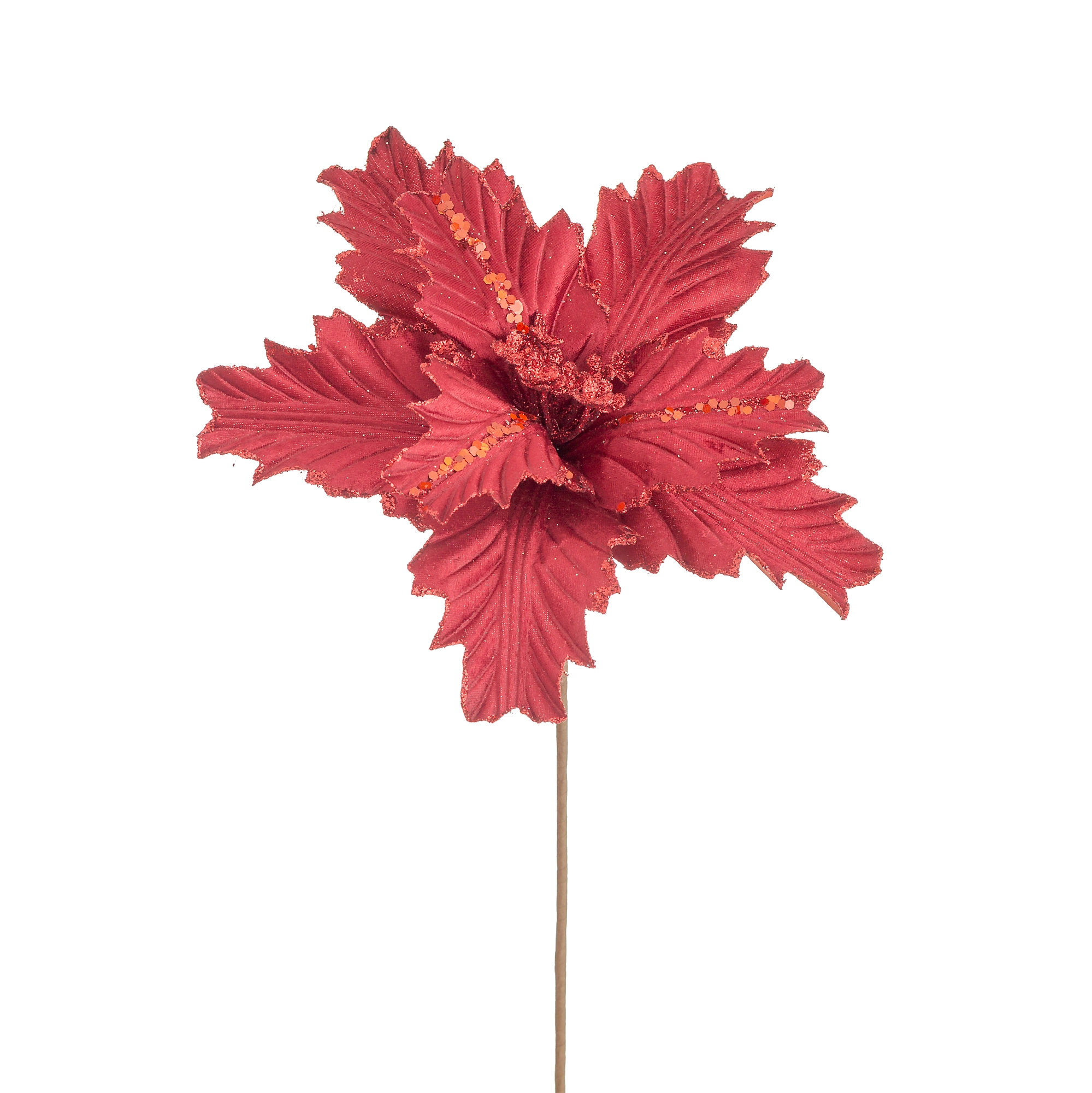 Flor Natal Pontas Brilhante Vermelho 40cm 90272wvm Bela Flor
