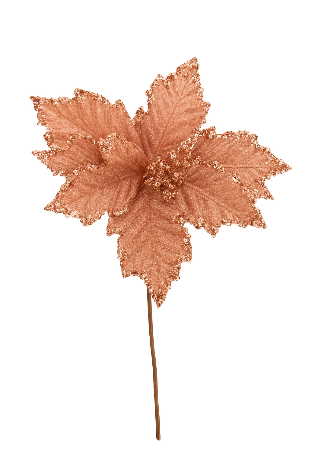 Haste Decor Flor Natal Glitter Rose Gold 25cm Bela Flor