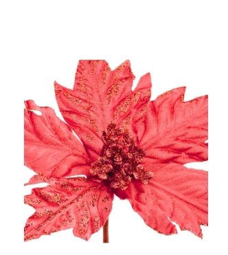 Haste Decor Flor Natal Vermelha C/glitter 25cm Bela Flor
