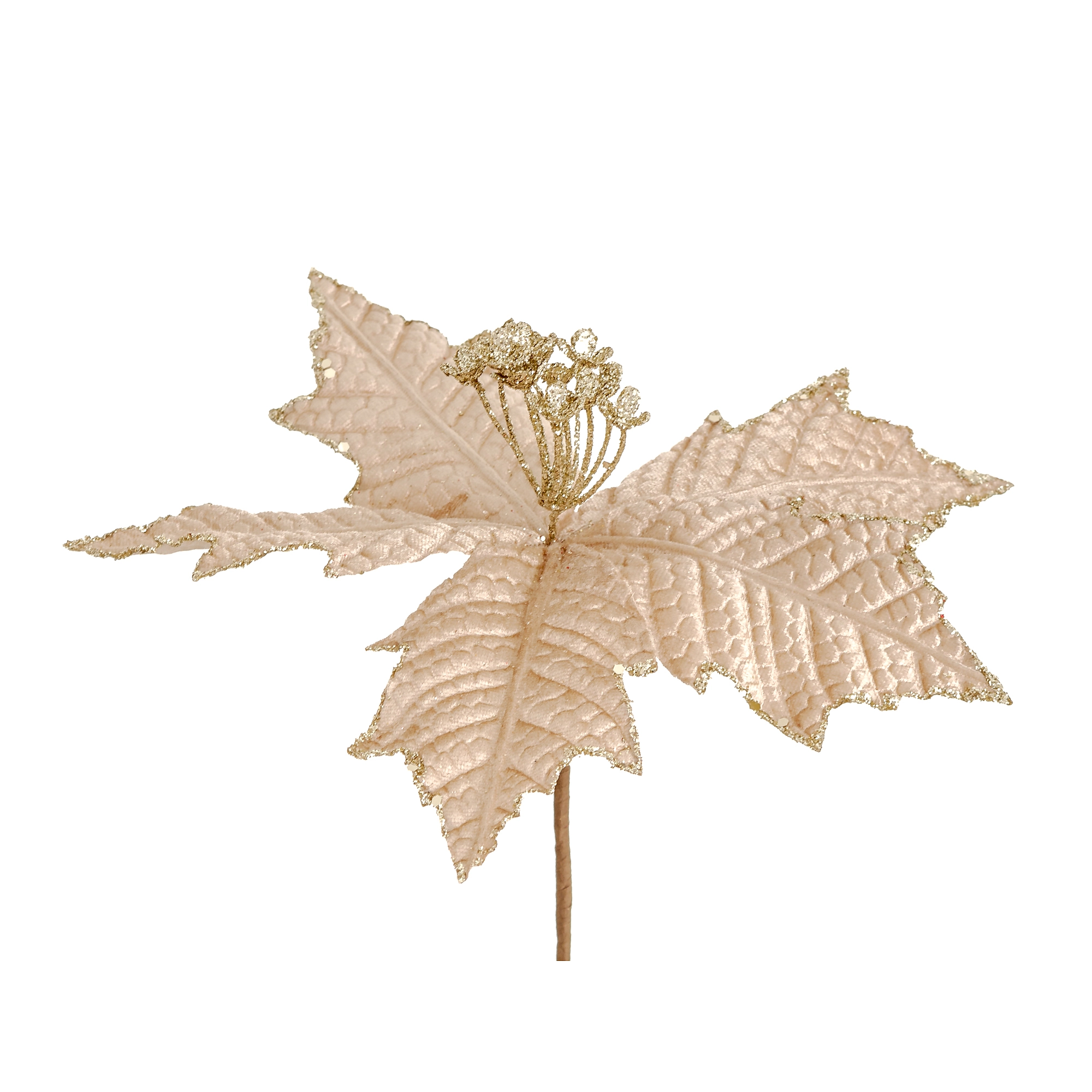 Flor Natal Escamada Pontas Brilhantes Champagner 25cm 90278ch Bela Flo