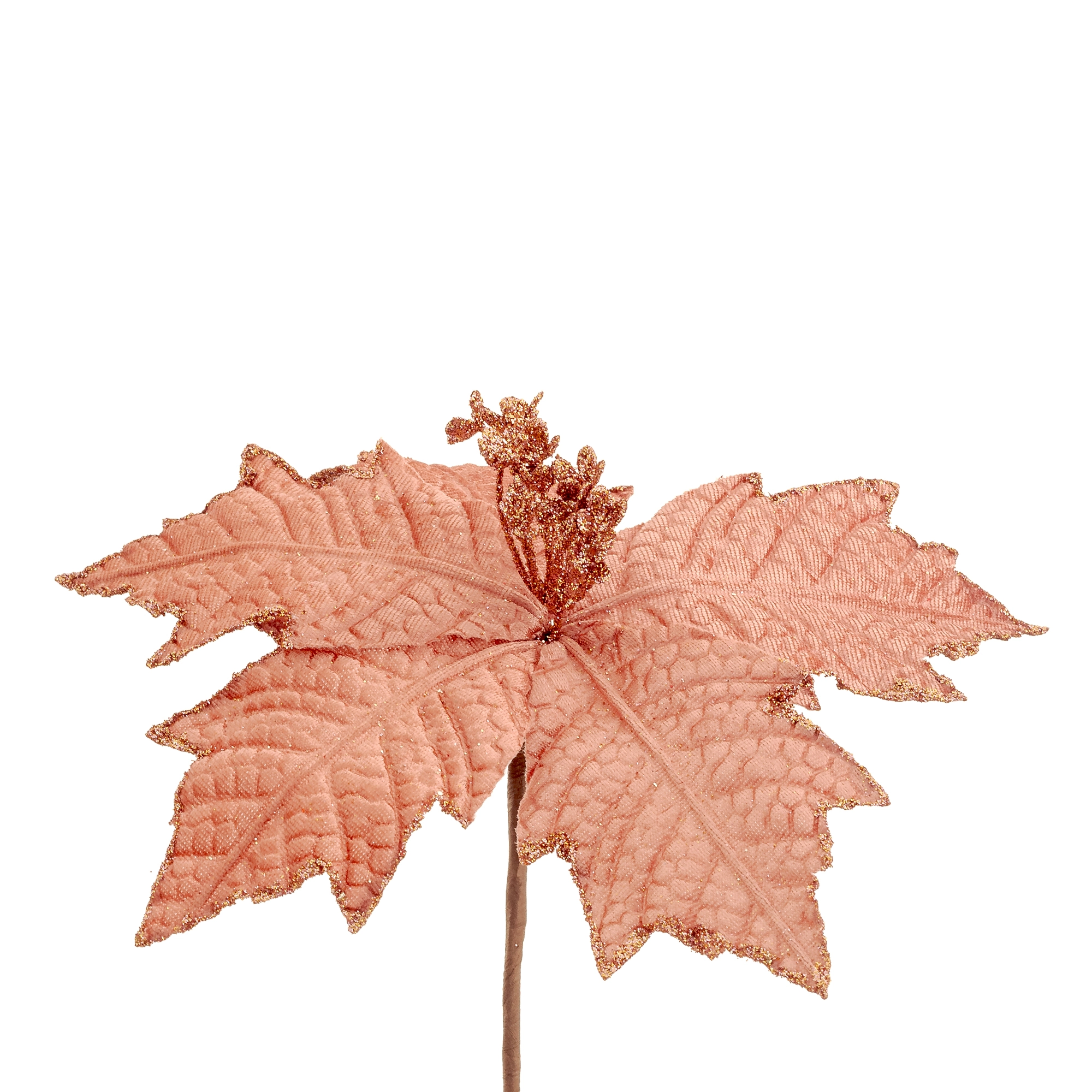 Flor Natal Escamada Pontas Brilhantes Rose Gold 25cm 90278rg Bela Flor