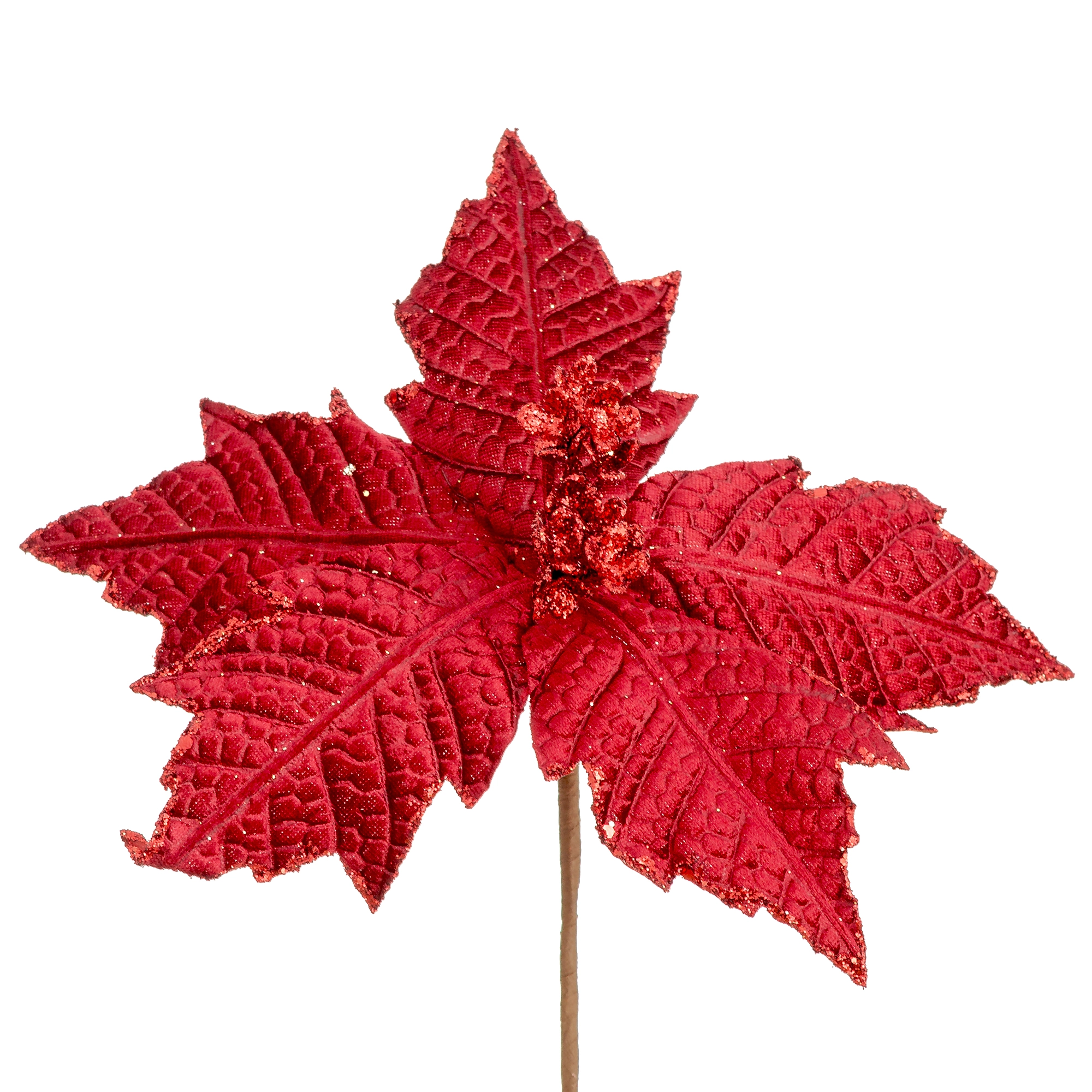 Flor Natal Escamada Pontas Brilhantes Vermelho 25cm 90278vm Bela Flor