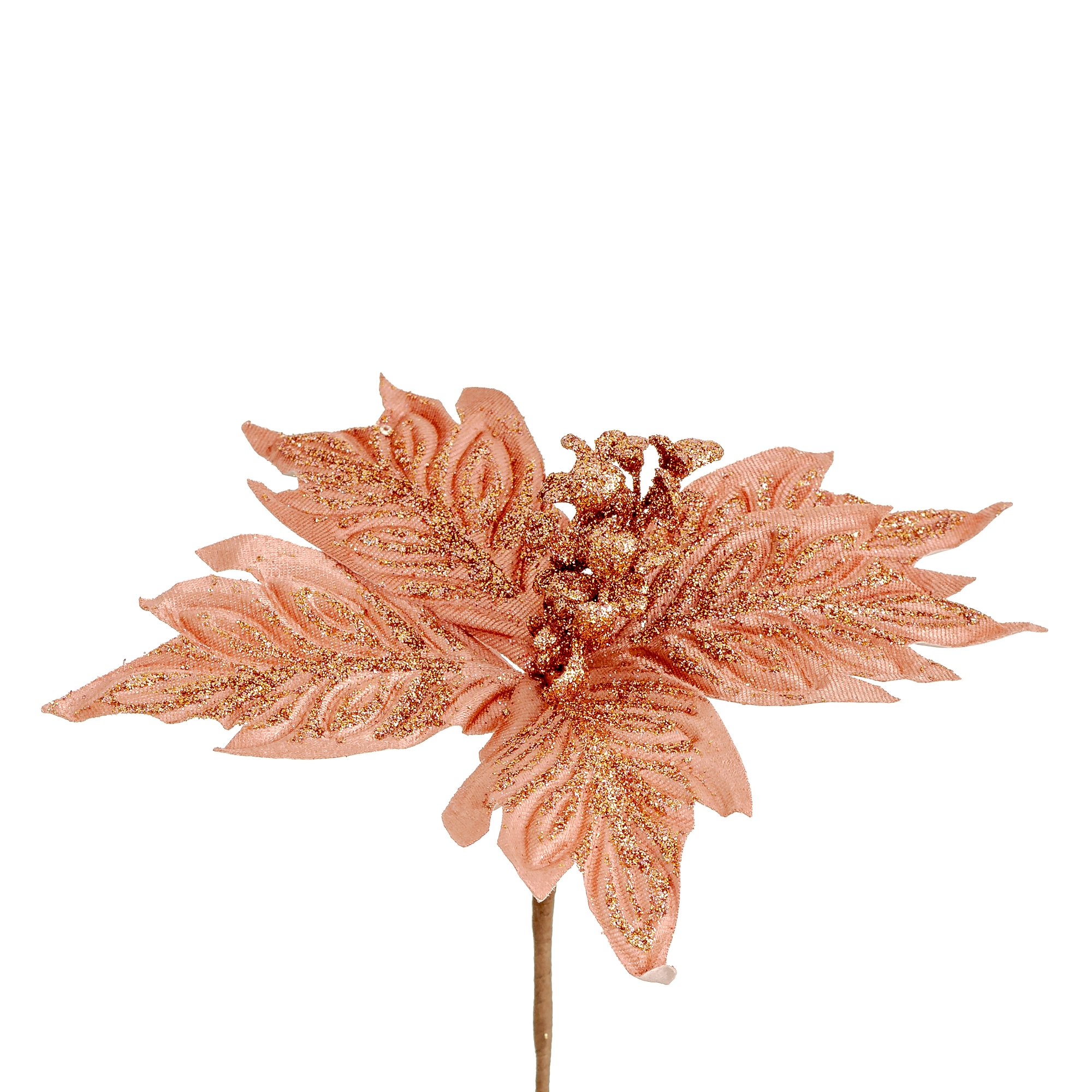 Flor Natal Glitter Rose Gold 25cm 90294rg Bela Flor