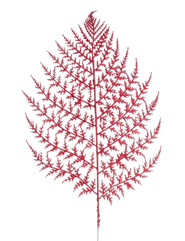 Haste Folha Samambaia Glitter Vermelho 75cm 90361vh Bela Flor