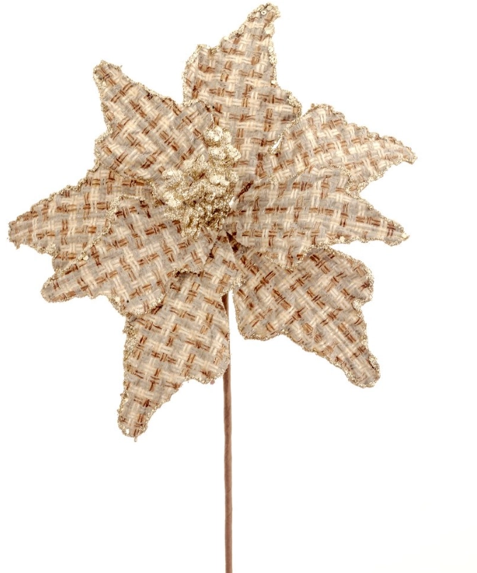 Haste Flor De Natal Xadrez Glitter 45cm 90615 Bela Flor