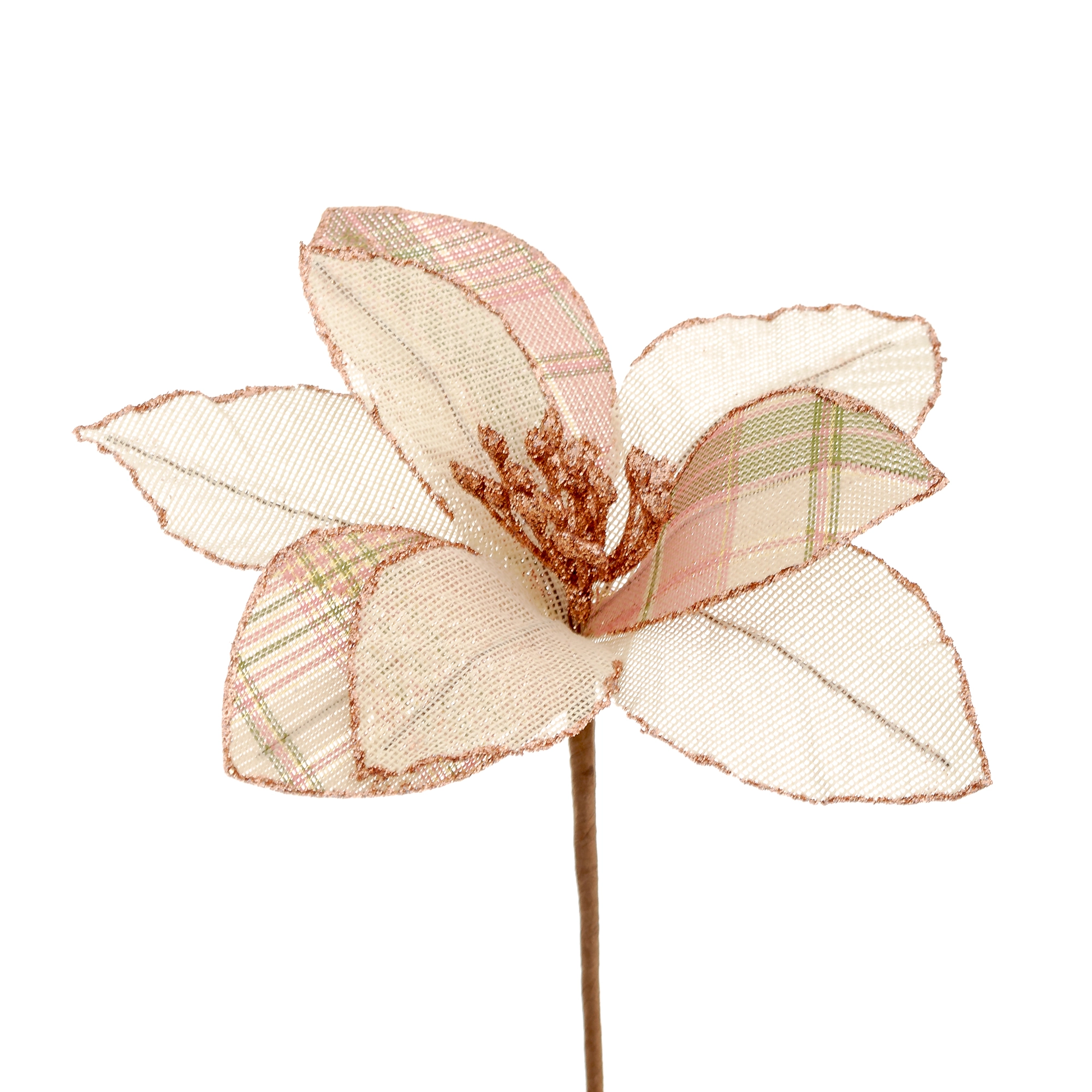 Pick Flor De Natal Xadrez Glitter 22cm 90626 Bela Flor