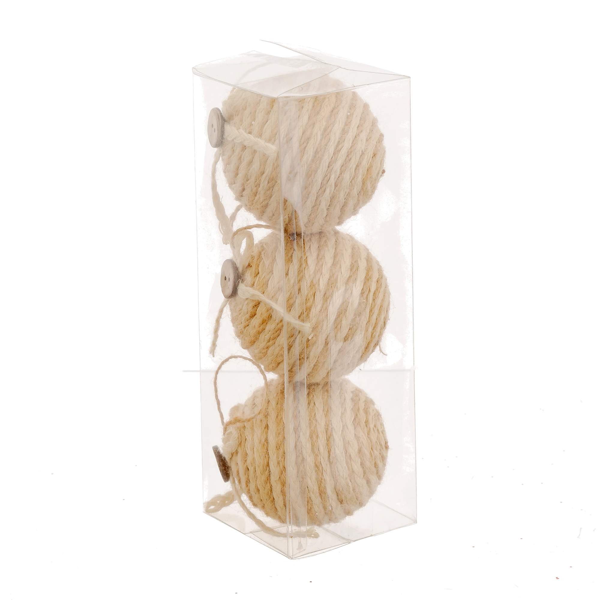 Bola Natal Bordada Cru Botao 10cm 3un 91895 Bela Flor