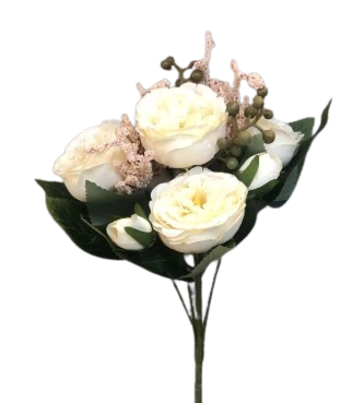 Buque Mini Peonia Branca 23cm X5 Bela Flor