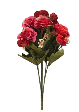Buque Mini Peonia Vermelho 23cm X5 Bela Flor