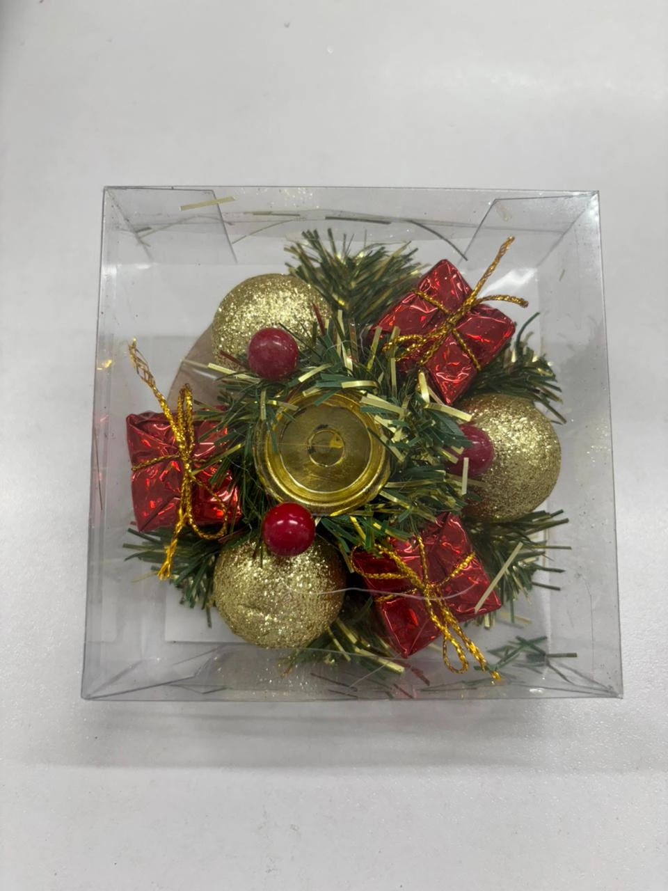 Suporte P/vela Presentes Natalino 9,5x9,5cm Bela Flor