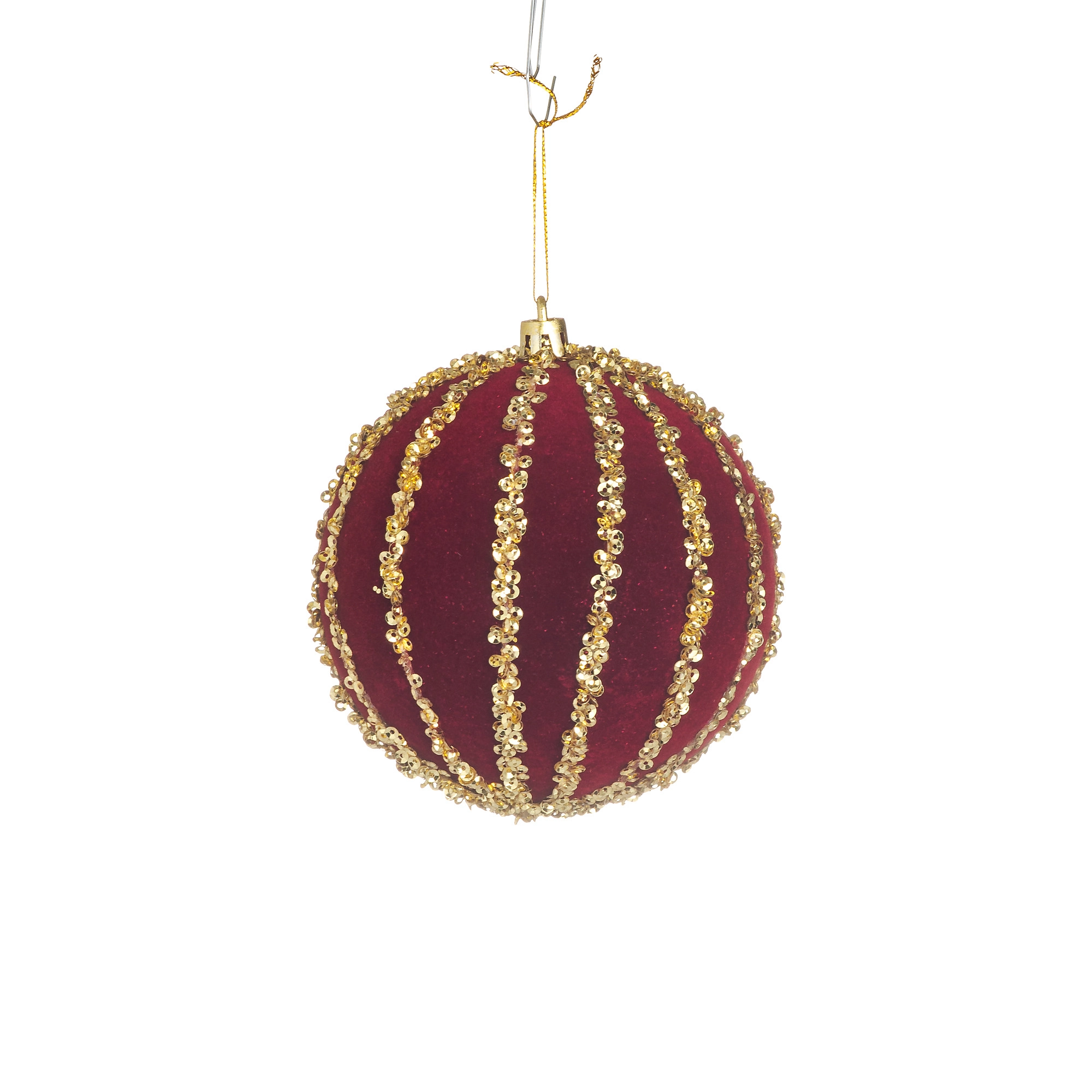 Bola Natal Aveludada Vermelho Dourado 3un 10cm 97478 Bela Flor