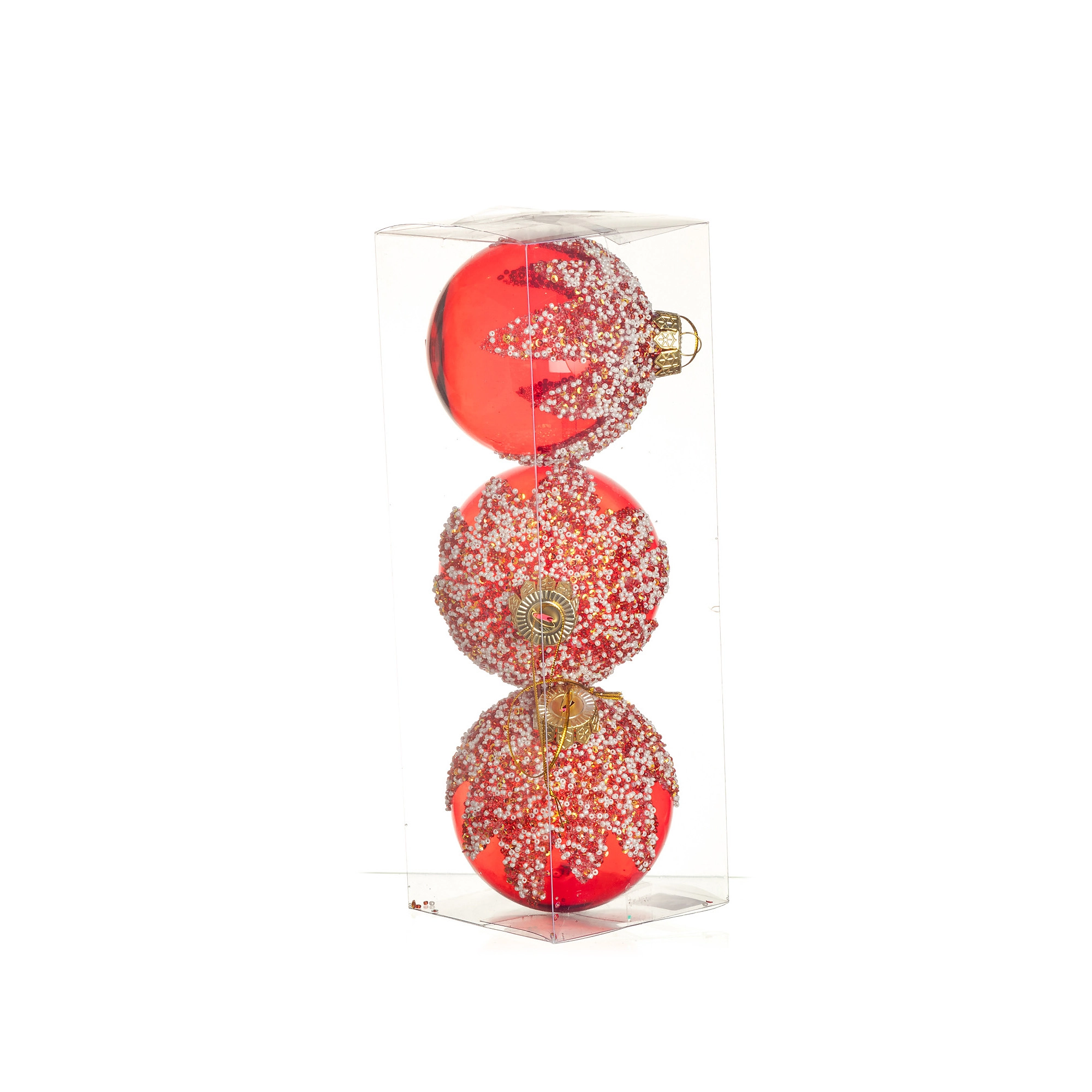 Bola Natal Decorada Vermelho 10cm 3un 97506 Bela Flor