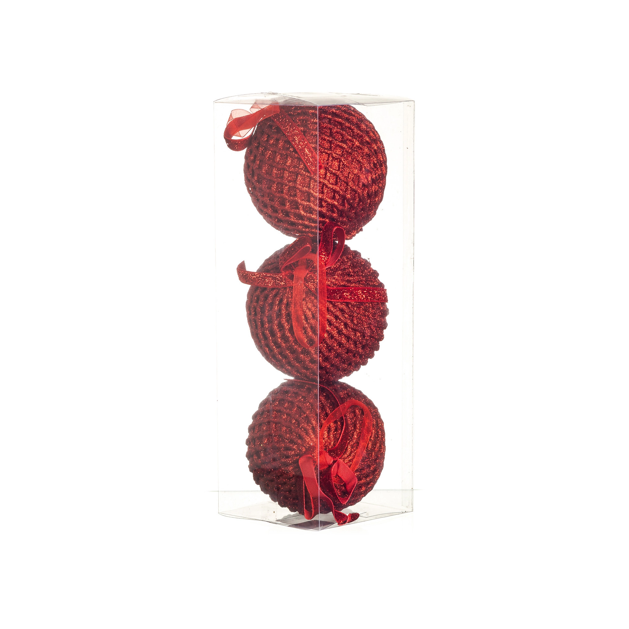 Bola Natal Laco Vermelho Glitter 10cm 3un 97512 Bela Flor