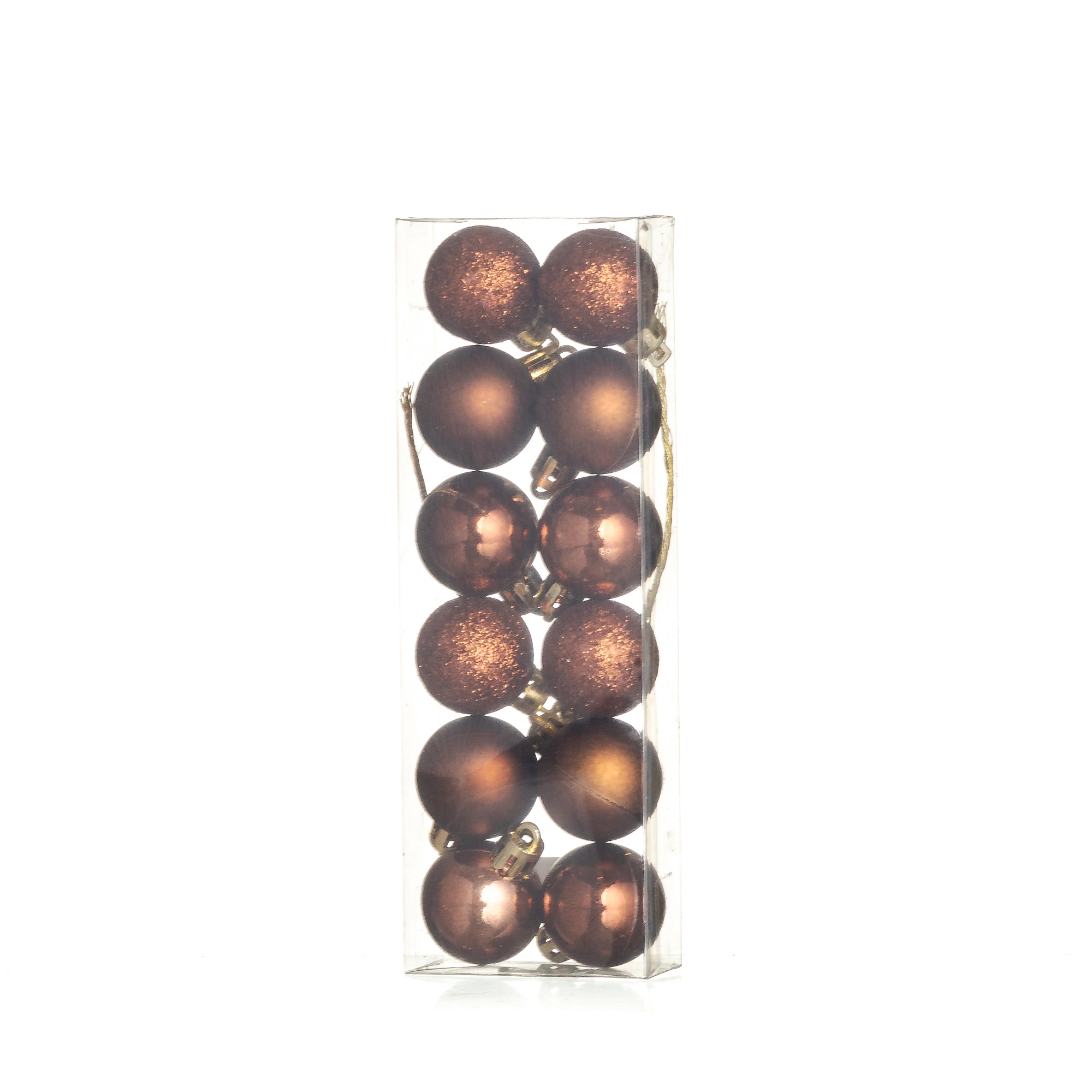 Bola Natal Glitter Fosco Marrom 12un 3cm 61041mr Bela Flor