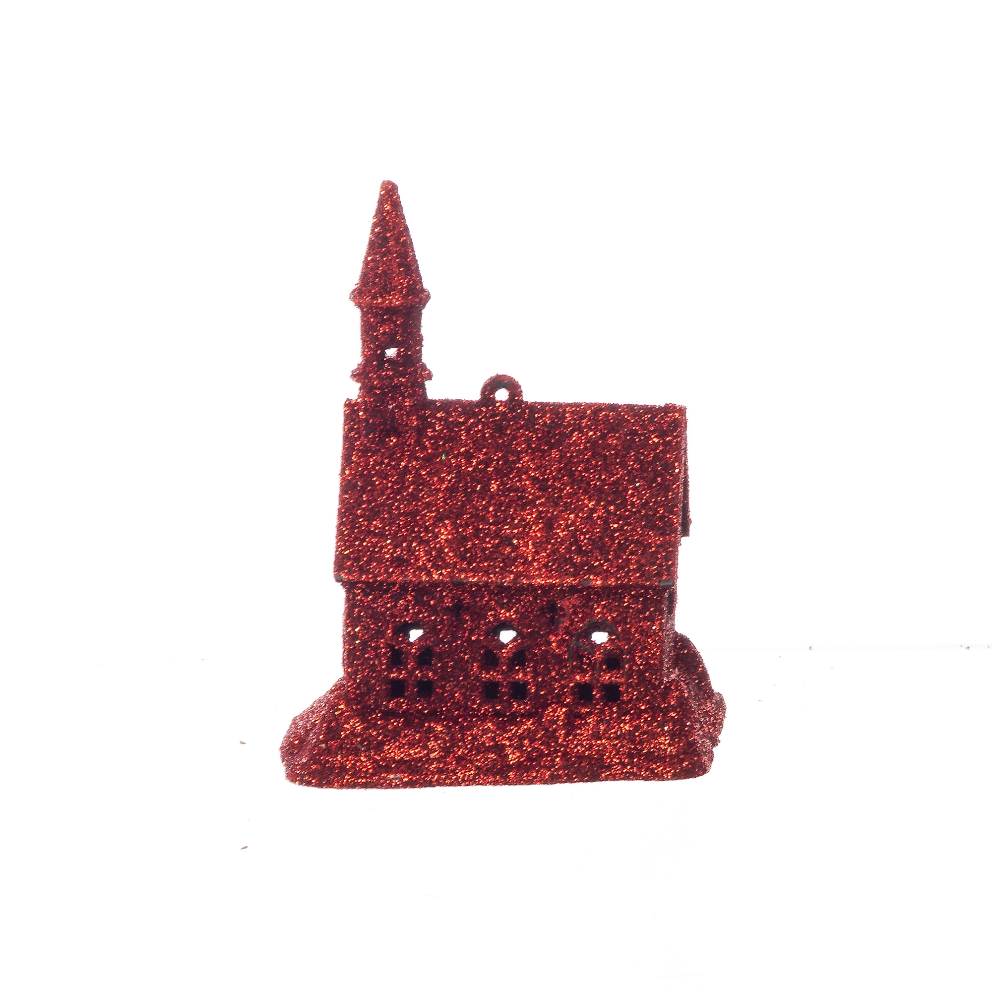 Enfeite Pendurar Casa Vermelho Glitter 8cm 61092vm Bela Flor