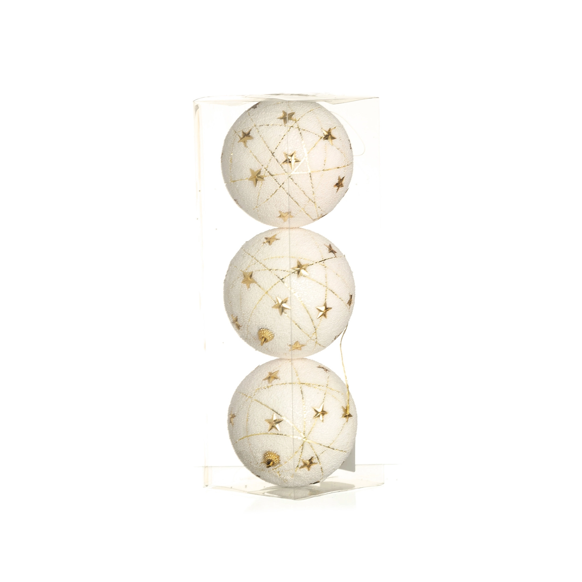 Bola Natal Estrelas Branco 10cm 3un 96886dr Bela Flor