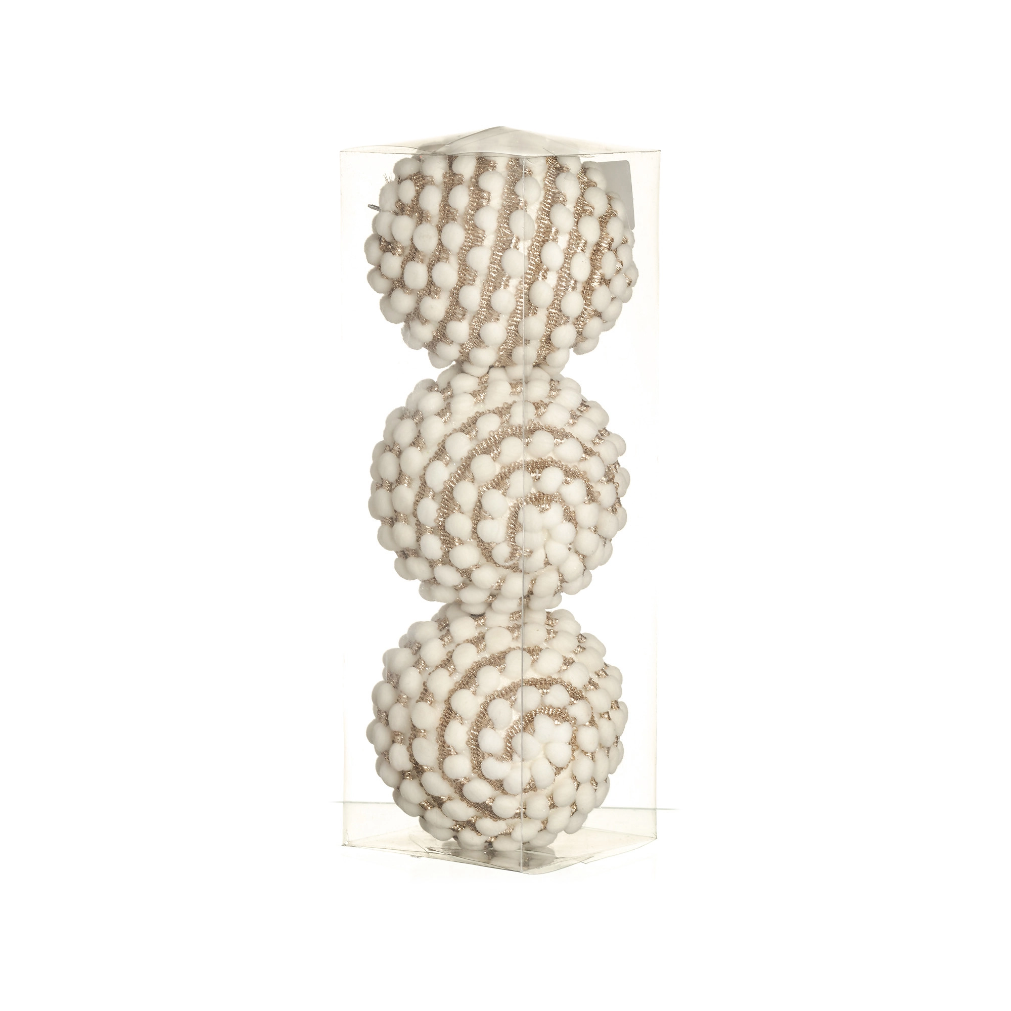 Bola Natal Espiral Bubbles Branco 3un 10cm 97124 Bela Flor