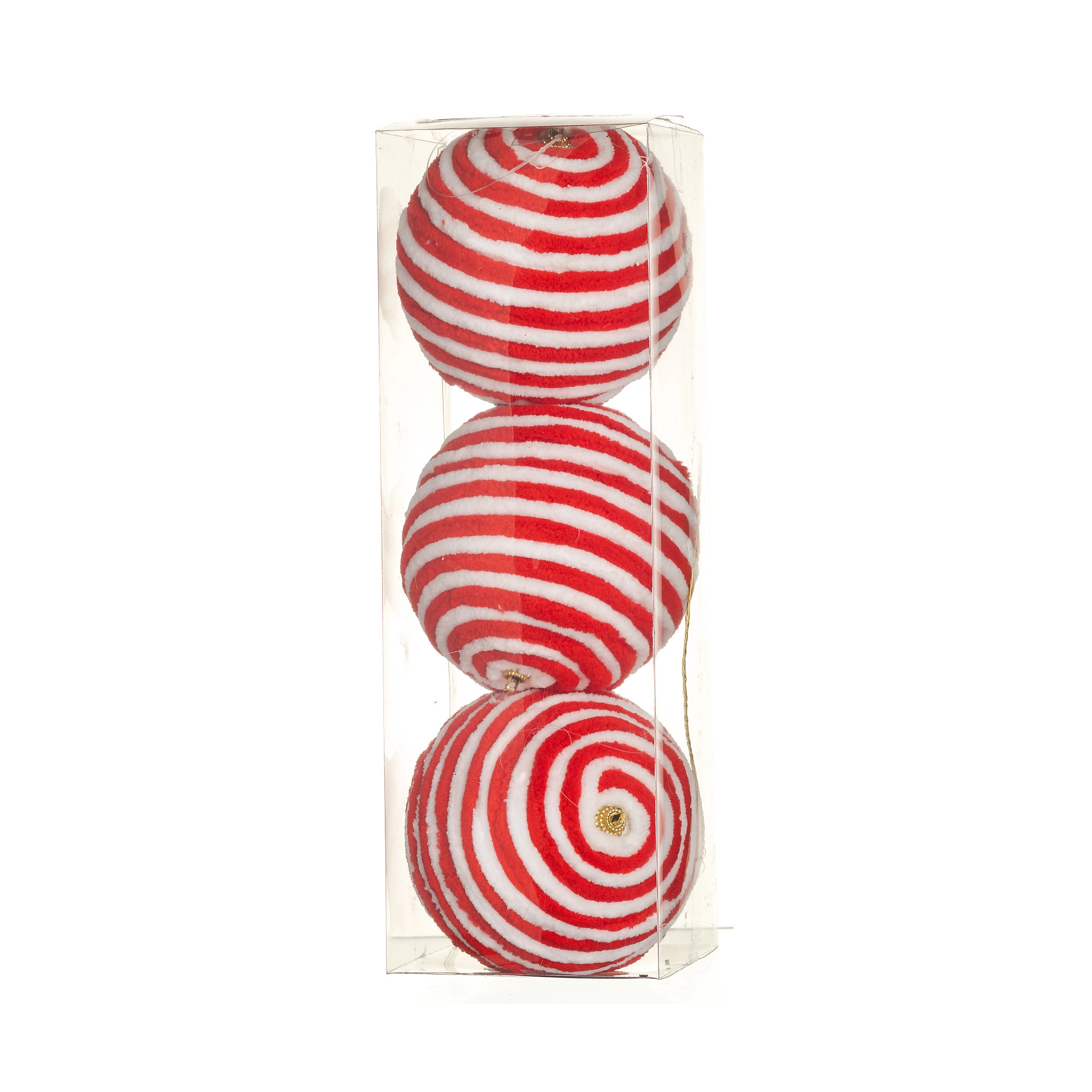 Bola Natal Espiral Fluffy 3un 10cm 97128vm Bela Flor