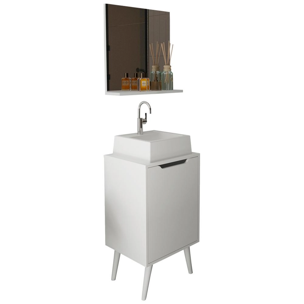 Conjunto Para Banheiro Gabinete Com Cuba E Espelheira Bn3630x41x42 Tecno Mobili