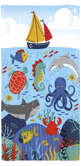 Toalha Banho Felpudo D Estampado 70cm X1,15m Sea Fun Unica
