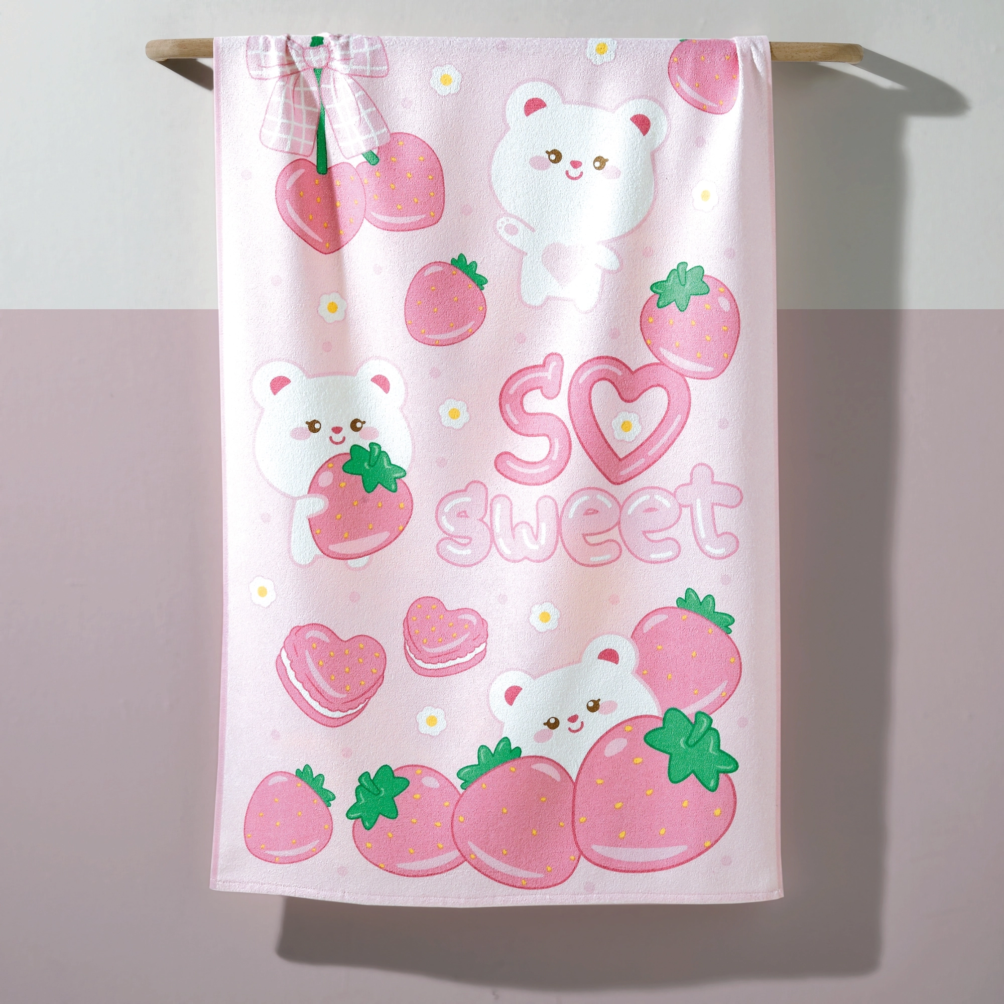 Toalha Banho Infantil Morango 70x115cm 30012429 Dohler