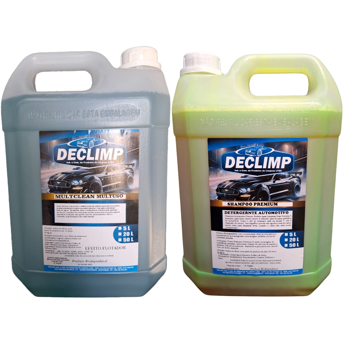 Kit De Limpeza Automotivo Shampoo Premium + Multiuso Declimp