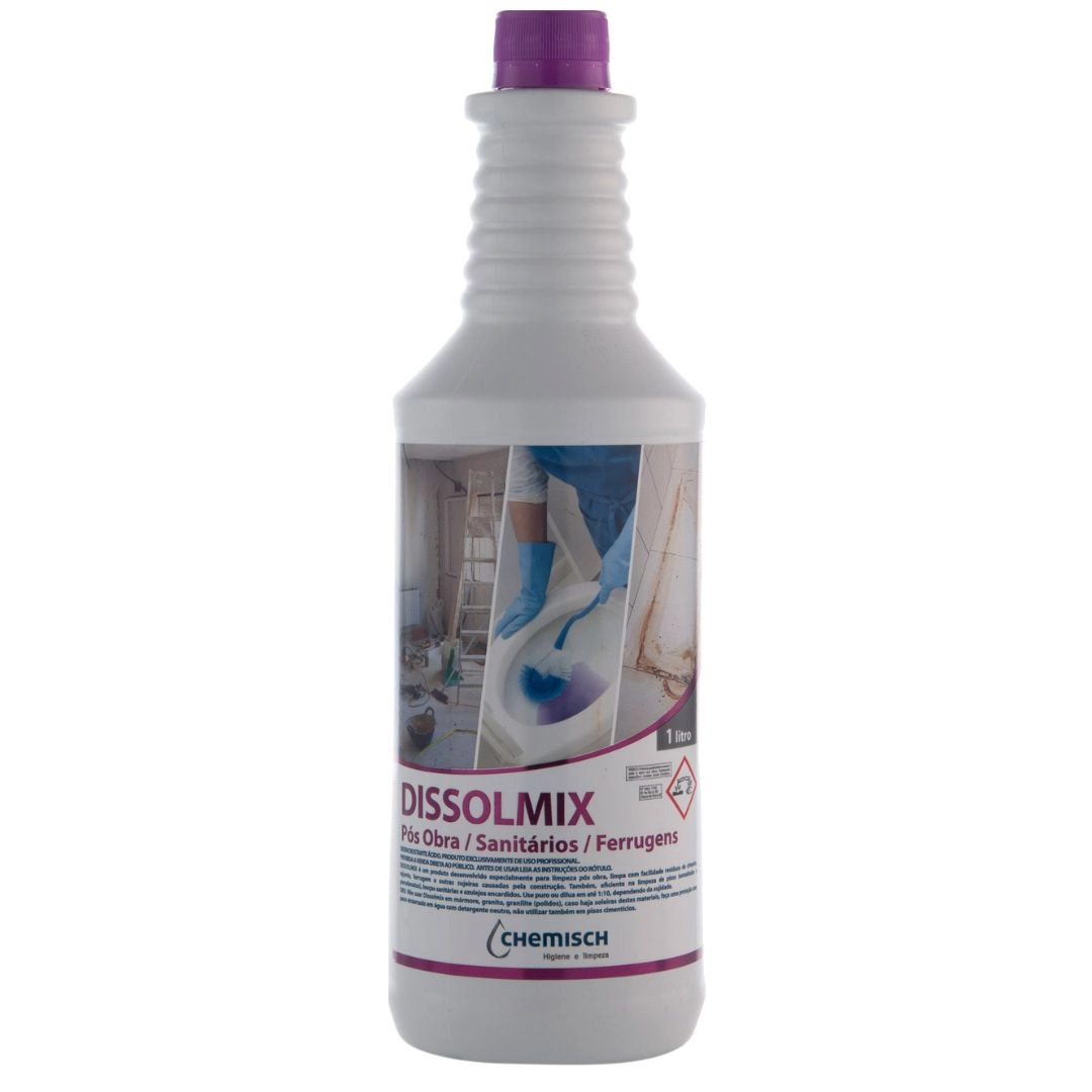 Limpador Pós Obra Dissolmix 1l Limpa Pisos Sanitários E Ferrugens