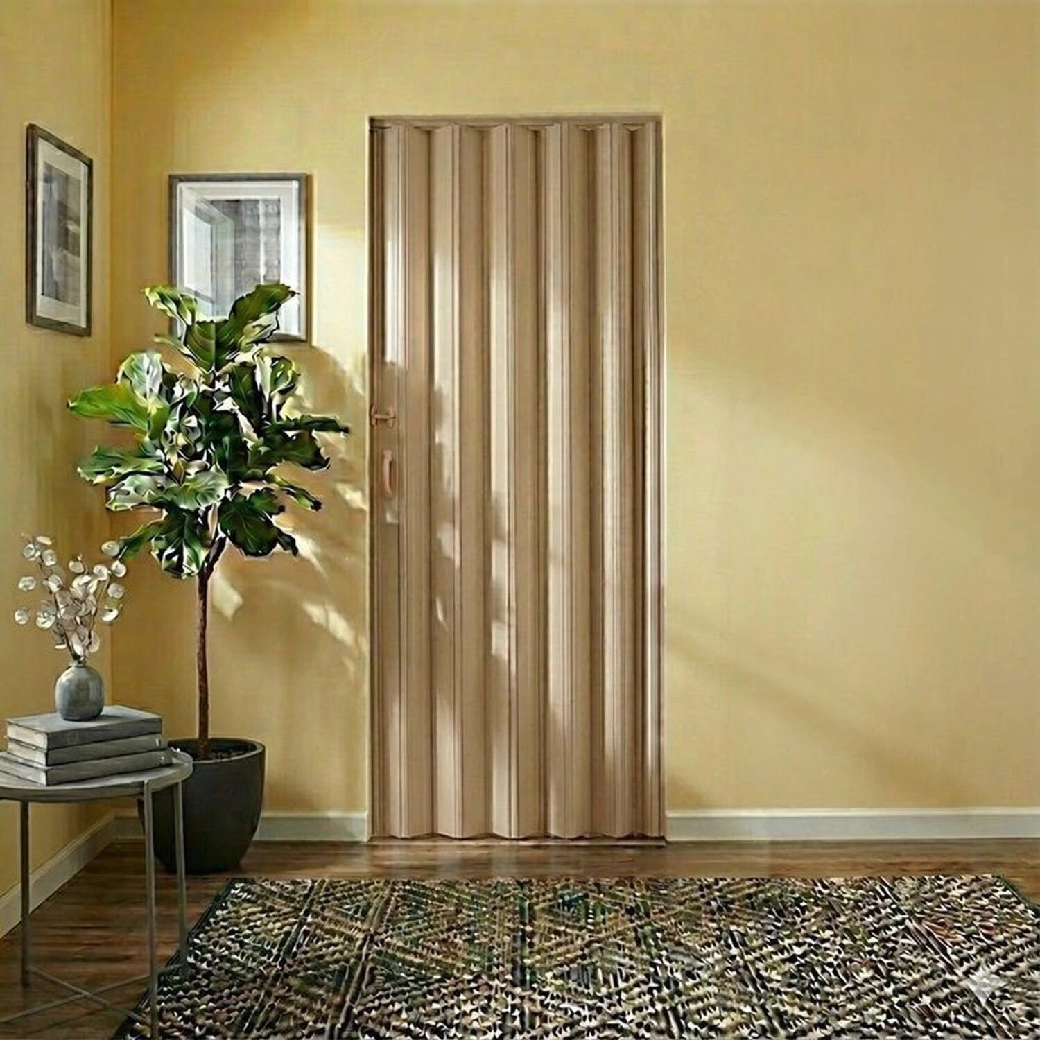 Kit 2 Portas Sanfonada De Pvc 210cm X 80cm Belplast Bege