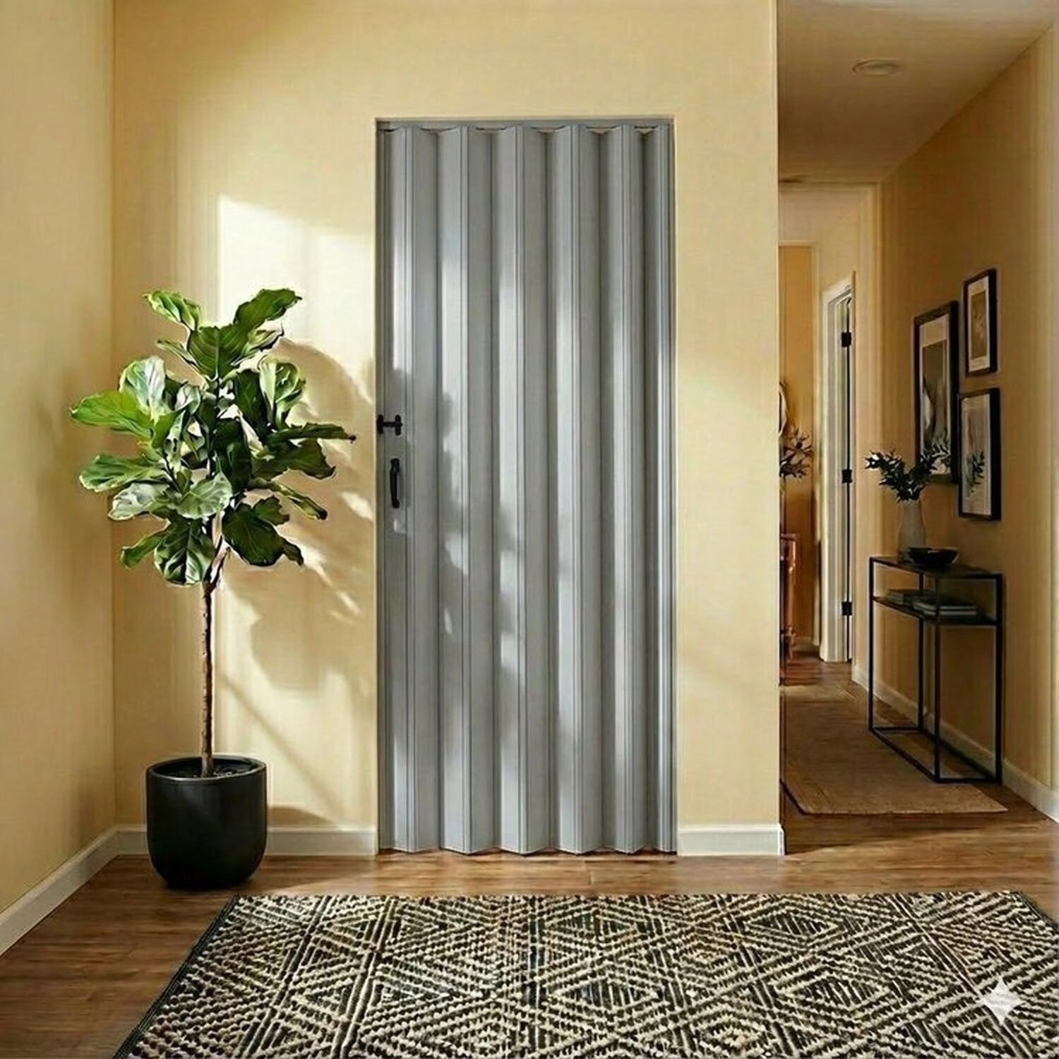 Kit 5 Portas Sanfonada De Pvc 210cm X 90cm Belplast Cinza