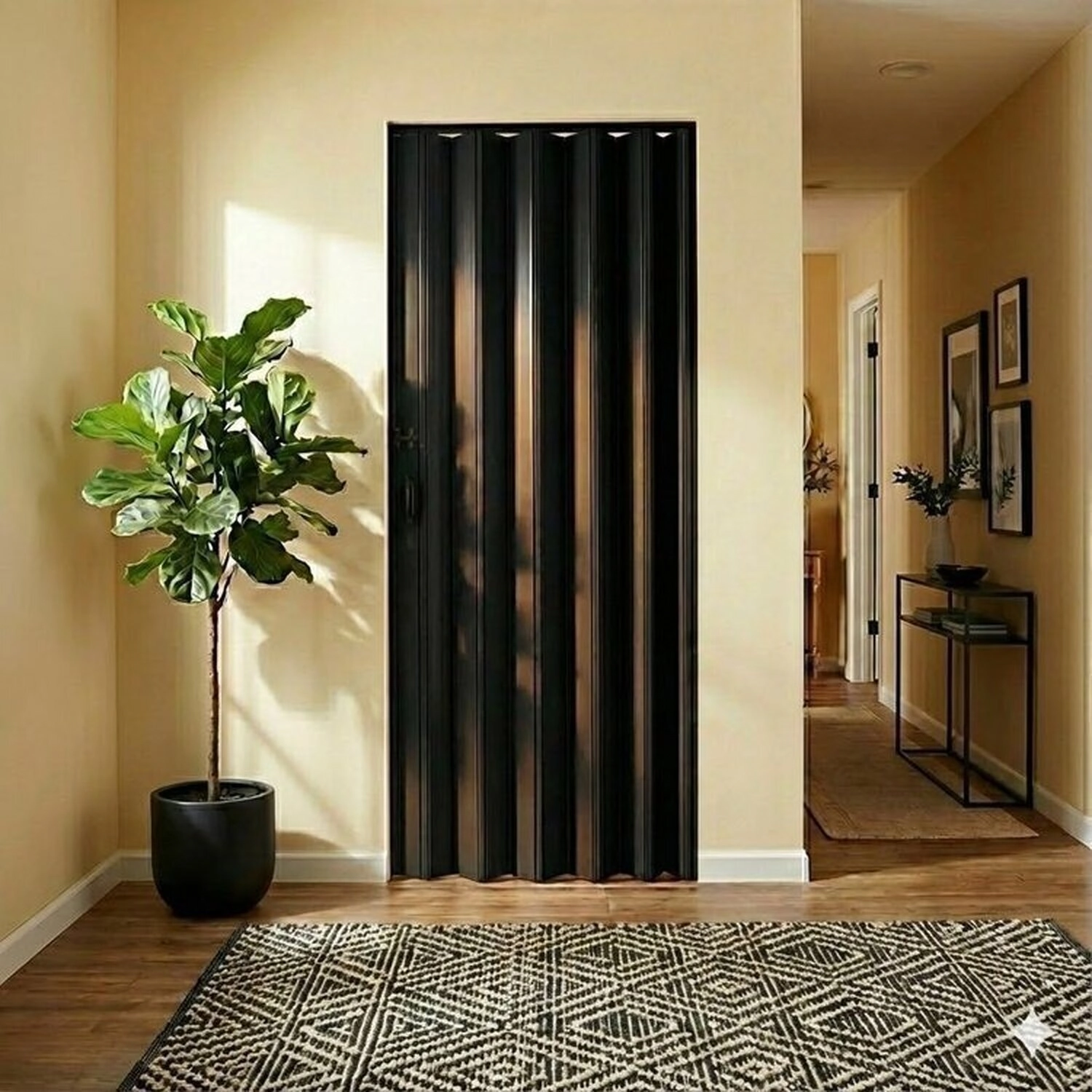 Kit 2 Portas Sanfonada De Pvc 210cm X 60cm Belplast Preto