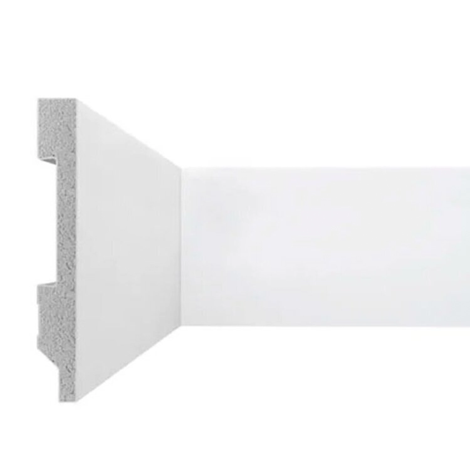 Kit 24 Metros Lineares Rodapé Liso 10 Cm Poliestireno Floort Branco Branco