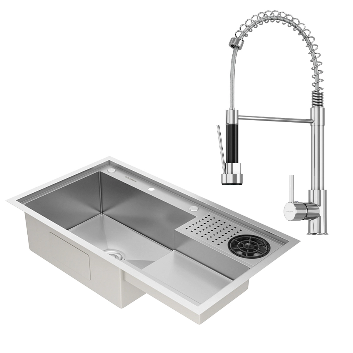 Kit Cuba Gourmet Veneza Aço Inox 304 E Torneira Gourmet Genebra Monocomando Goldenx