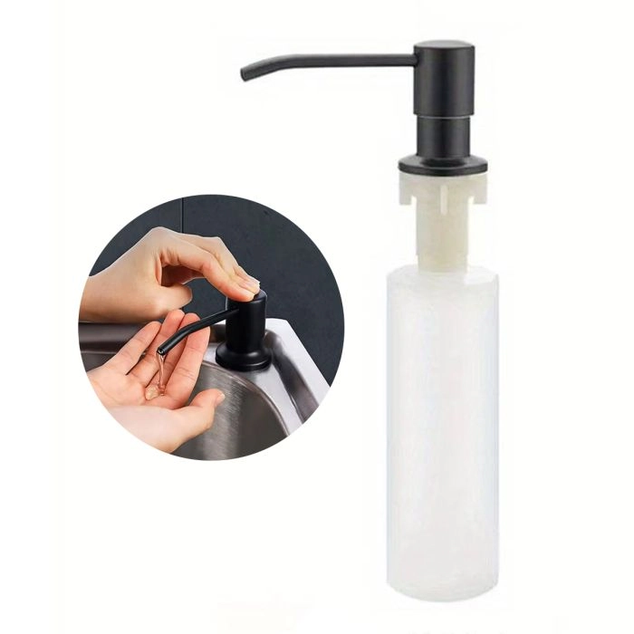 Dispenser De Embutir Preto Porta Detergente Dosador Aço Inox