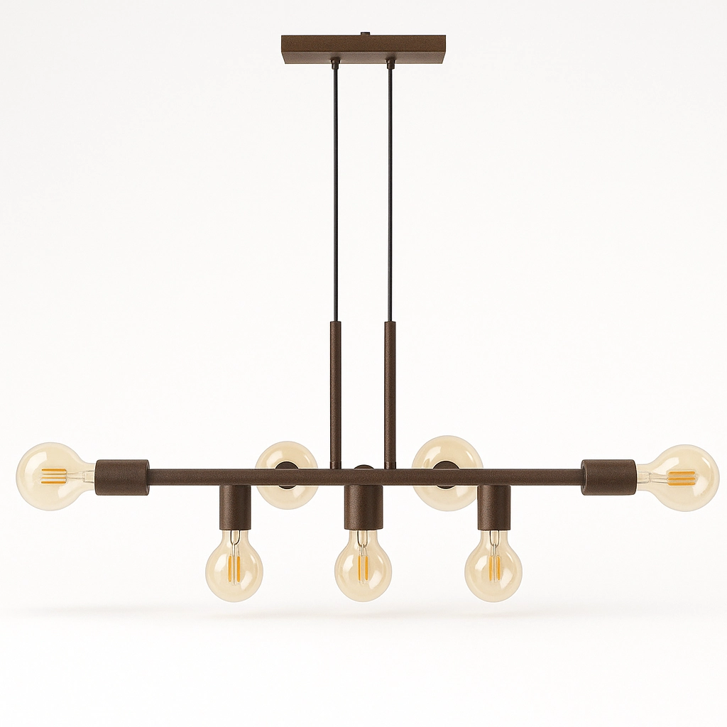 Pendente Rubis Aluminio Teto E27 7 Luzes Lumini Lab - Marrom Fosco