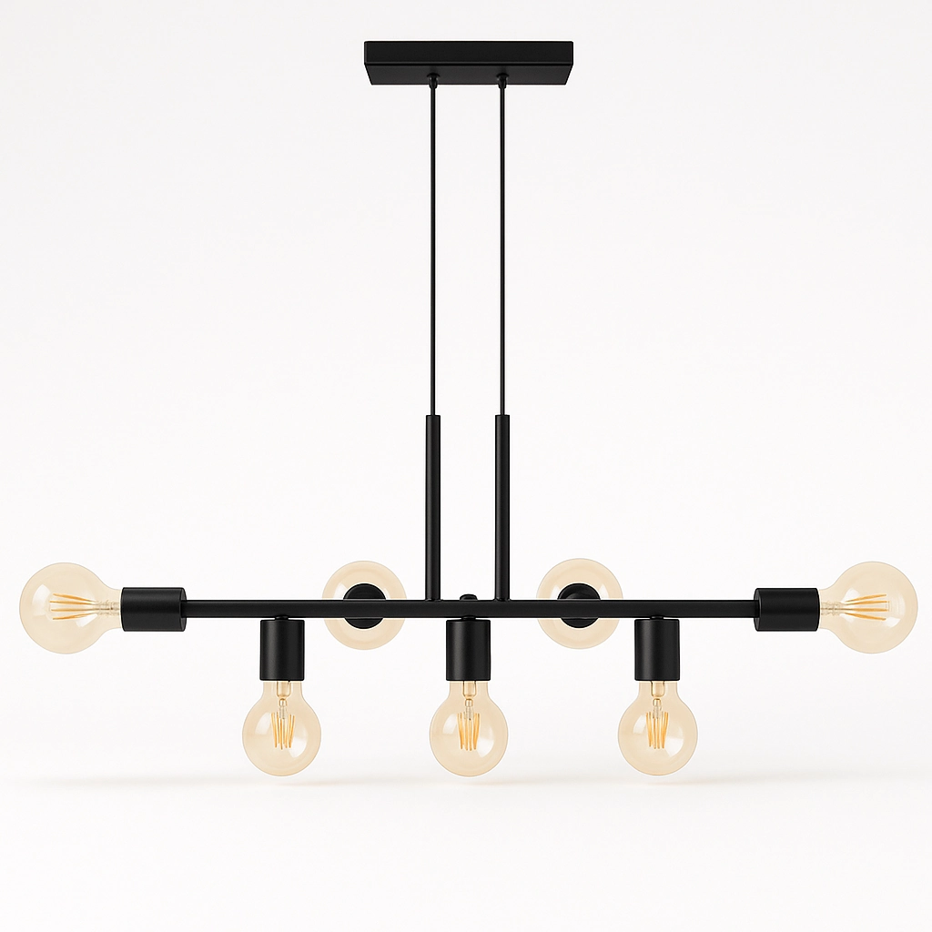 Pendente Rubis Aluminio Teto E27 7 Luzes Lumini Lab - Preto Fosco