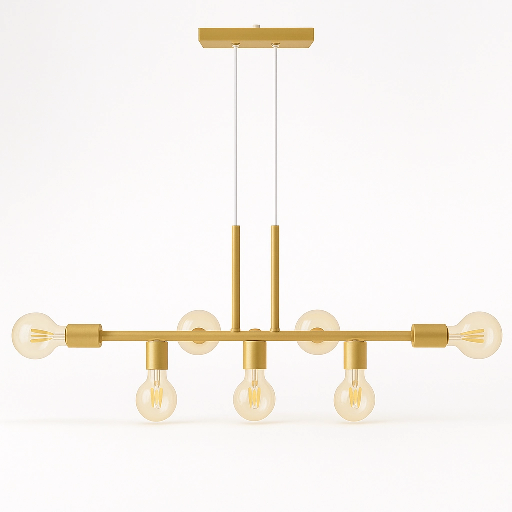 Pendente Rubis Aluminio Teto E27 7 Luzes Lumini Lab - Dourado Champanhe