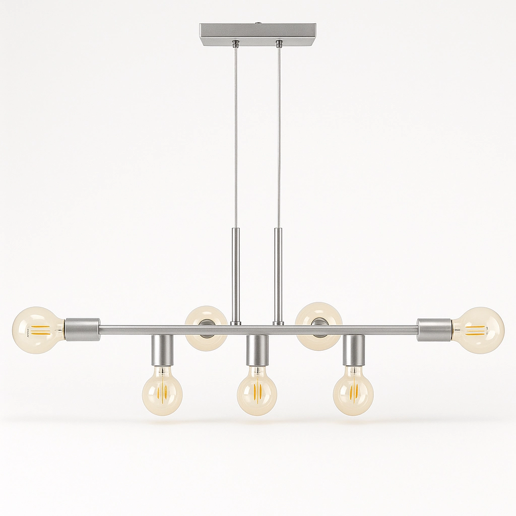 Pendente Rubis Aluminio Teto E27 7 Luzes Lumini Lab - Prata Liso