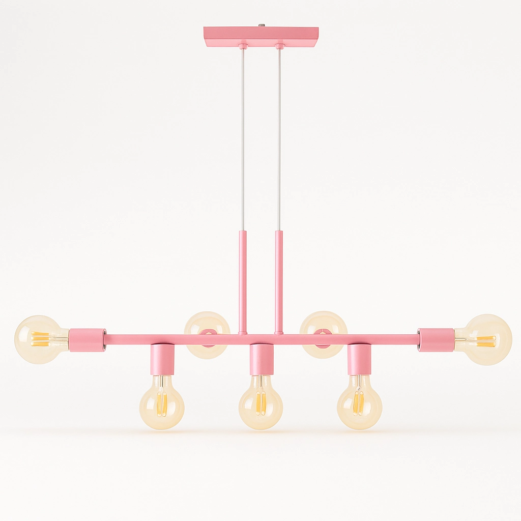 Pendente Rubis Aluminio Teto E27 7 Luzes Lumini Lab - Rosa Bebe