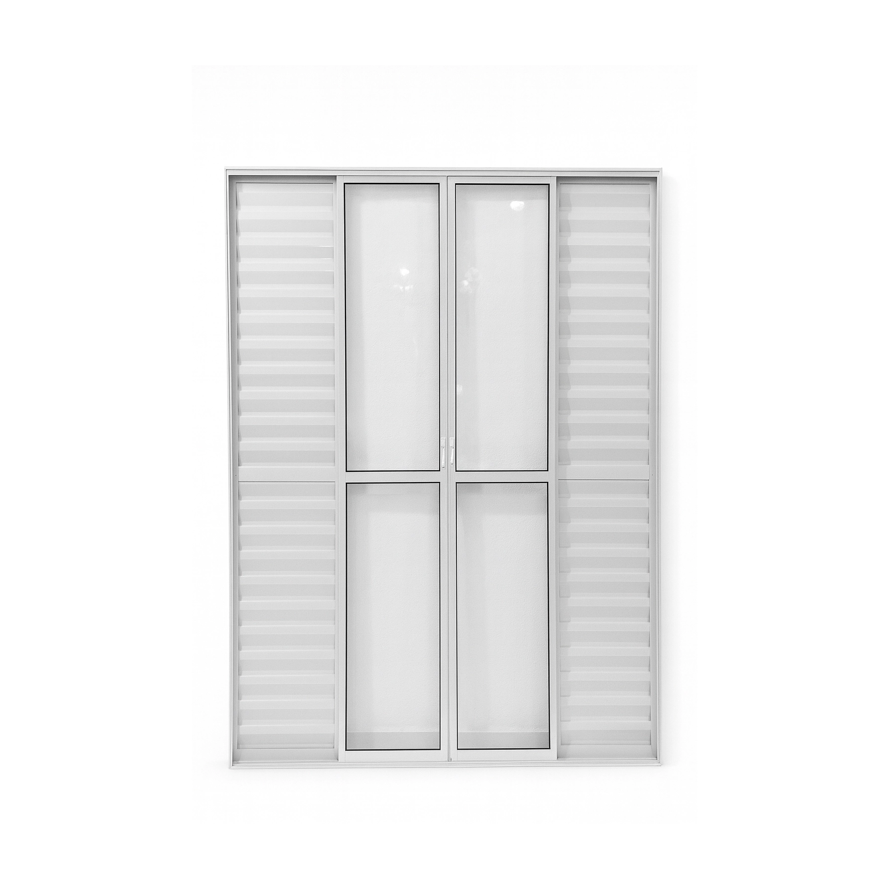 Porta Balcão 6 Folhas Aluminio Branco C/ Trinco 2,10x2,00