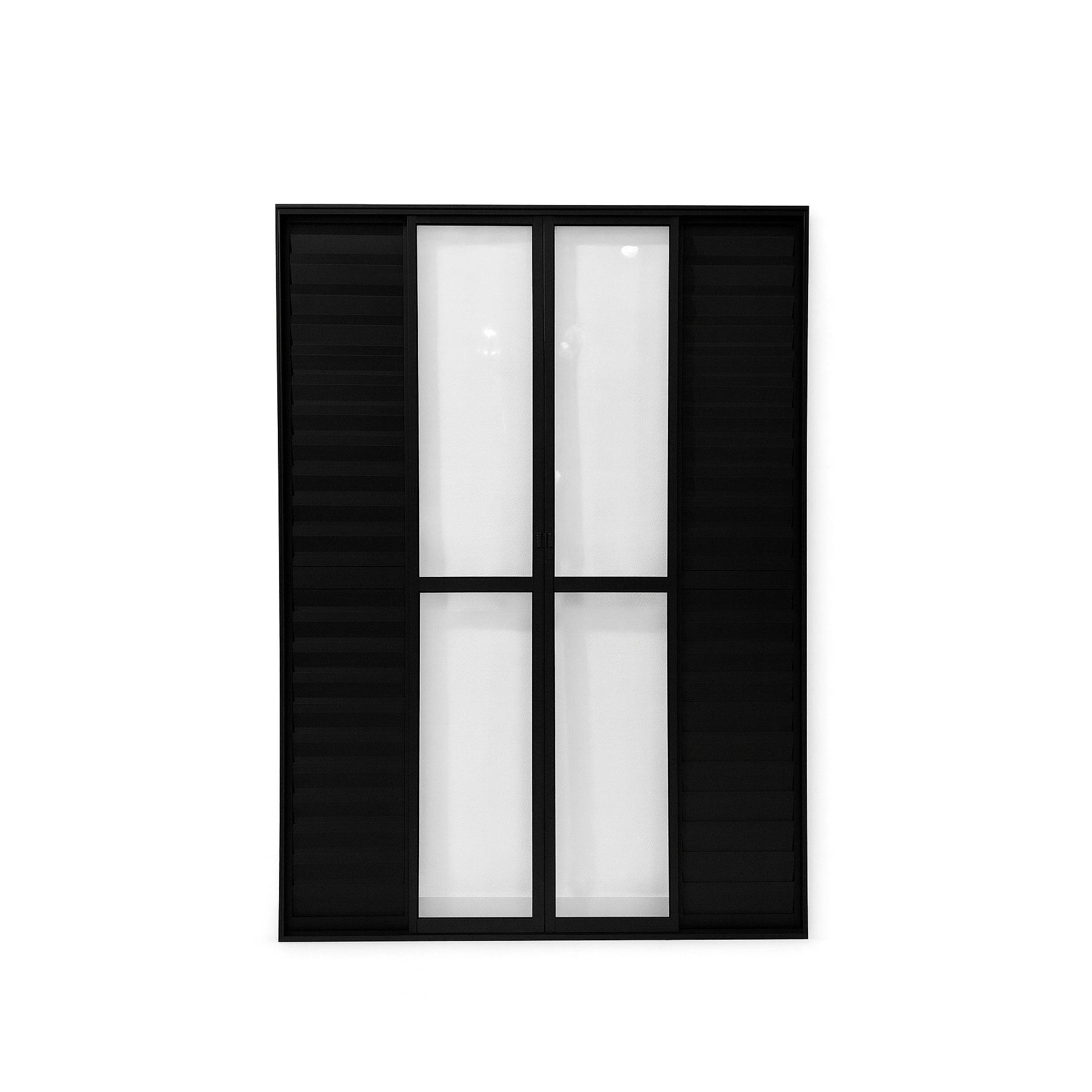 Porta Balcão 6 Folhas Aluminio Preto C/ Trinco 2,10x1,50
