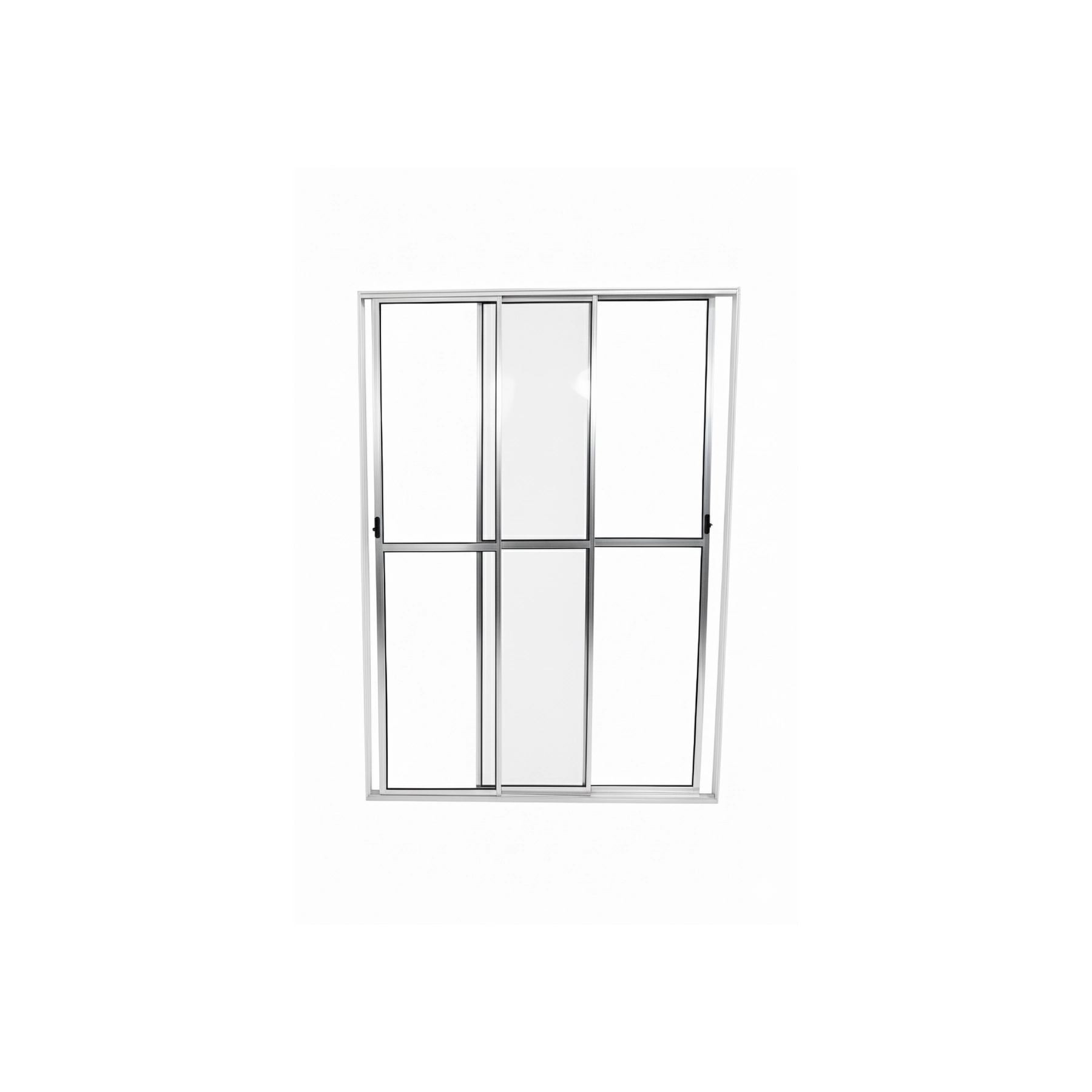 Porta Sacada 3 Folhas De Vidro Aluminio Brilhante C/ Trinco 2,10x1,80
