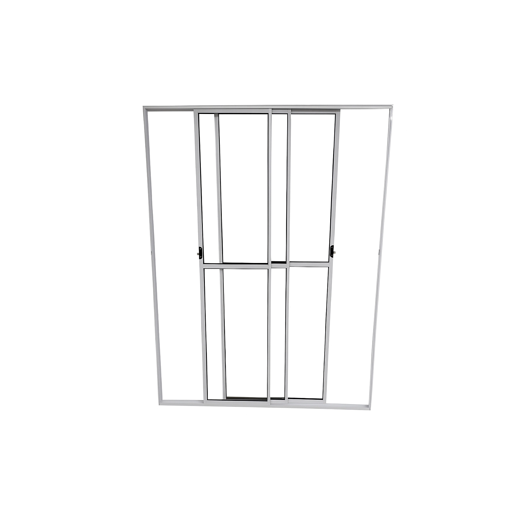 Porta Sacada 3 Folhas De Vidro Aluminio Branco C/ Trinco 2,10x2,00